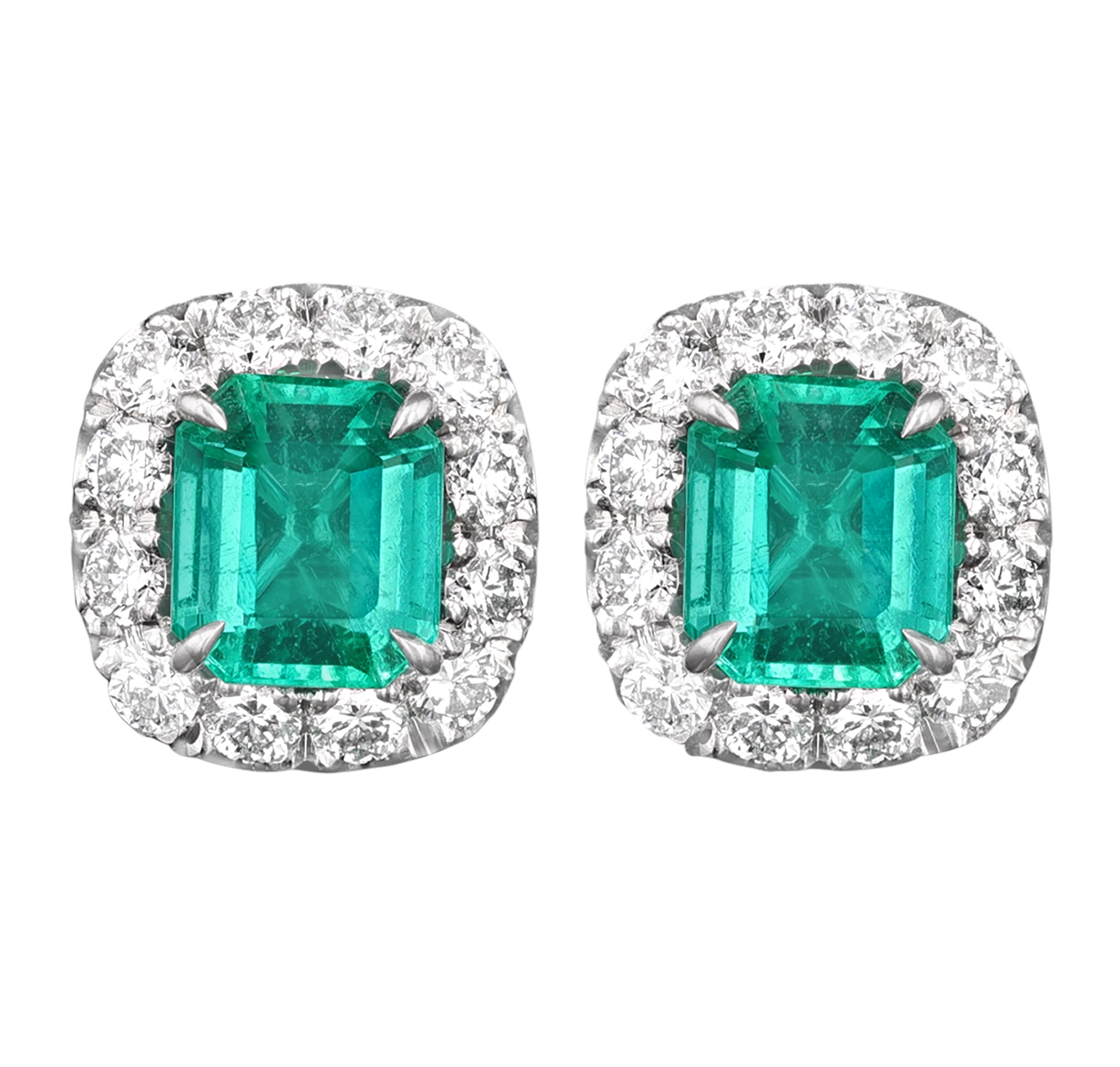 Emerald Cut Emerald Earrings, 2.66 carats