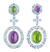 Tourmaline, Aquamarine, Amethyst and Tsavorite Garnet Earrings