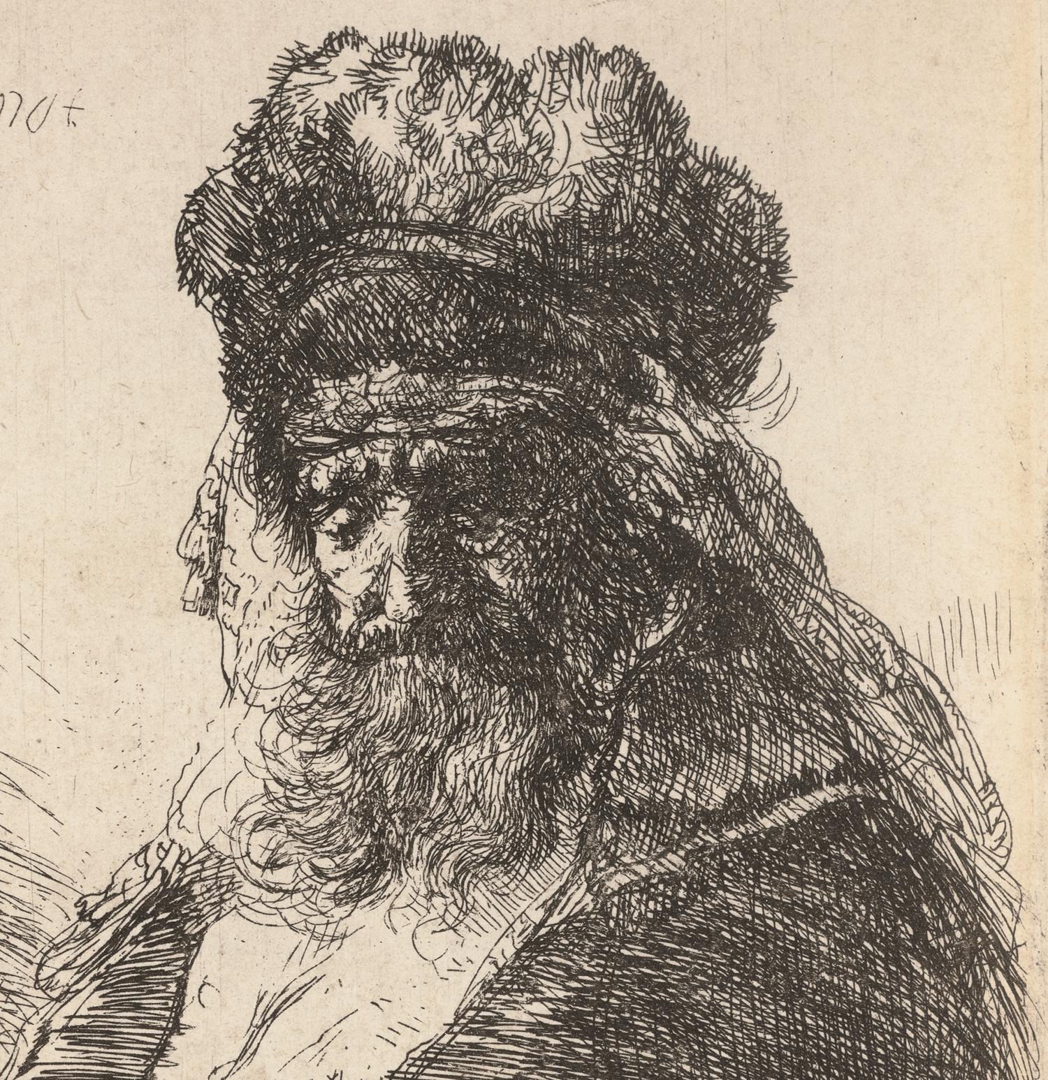 Old Bearded Man in a High Fur Cap by Rembrandt van Rijn