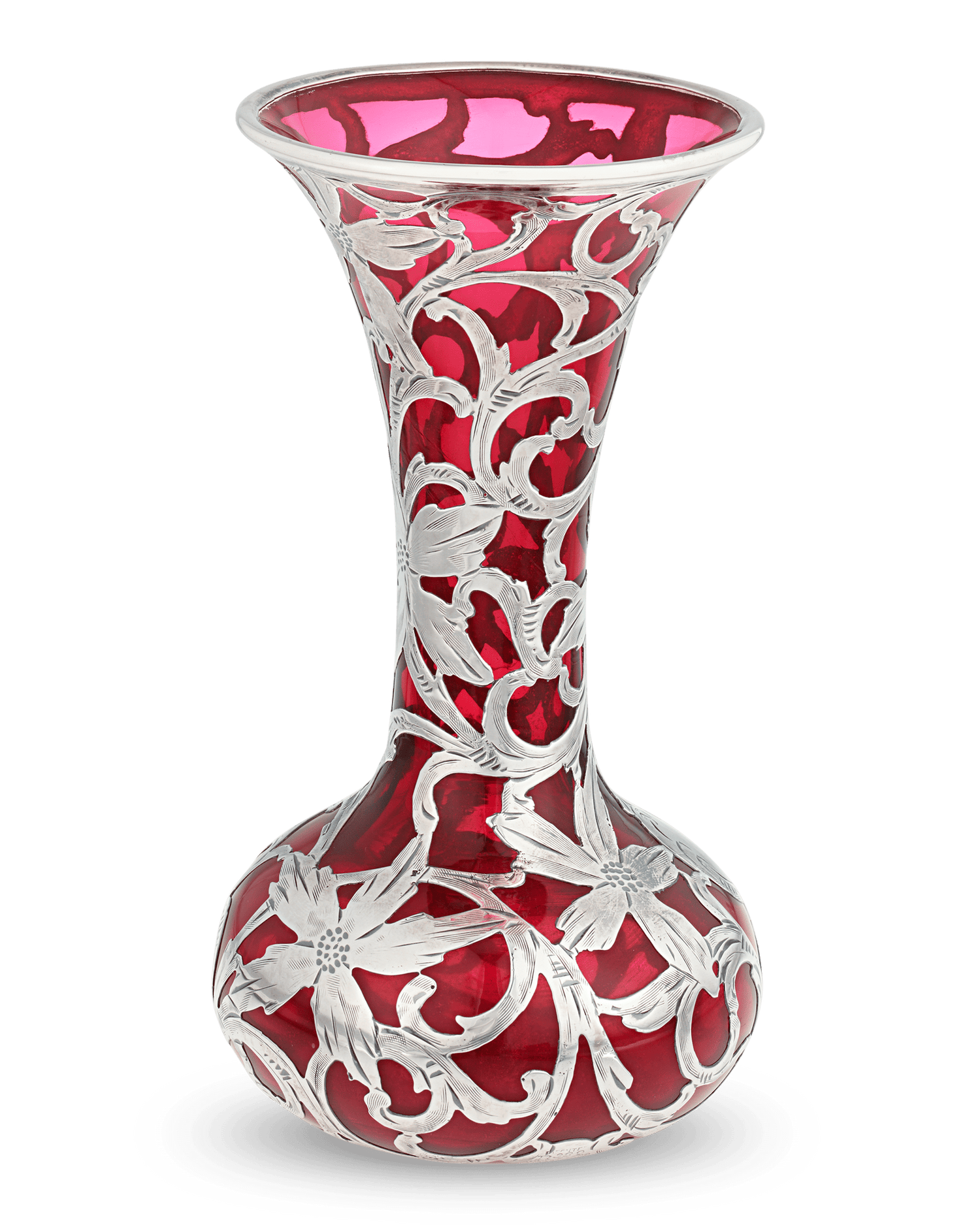 Art Nouveau Silver Overlay Vase by Alvin