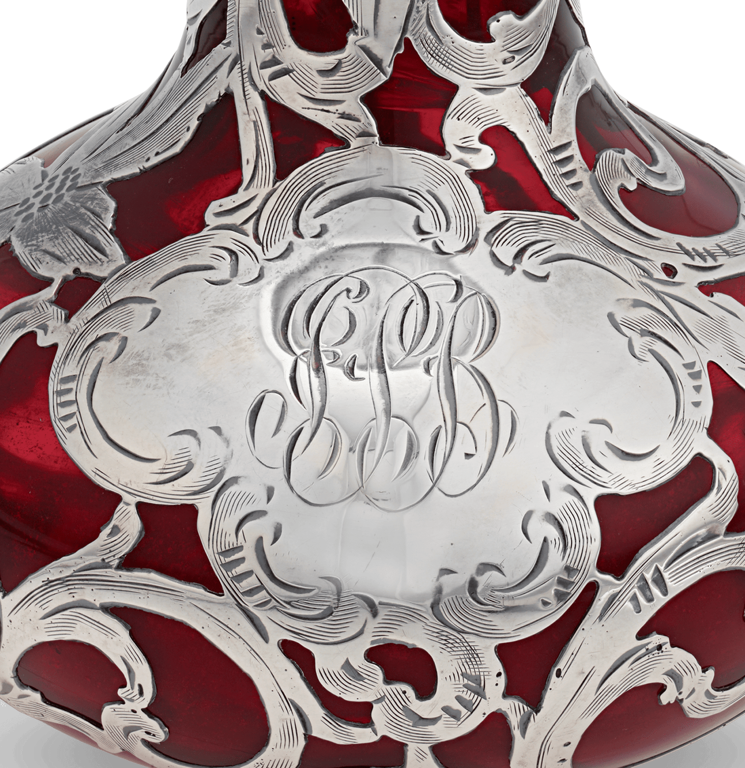 Art Nouveau Silver Overlay Vase by Alvin