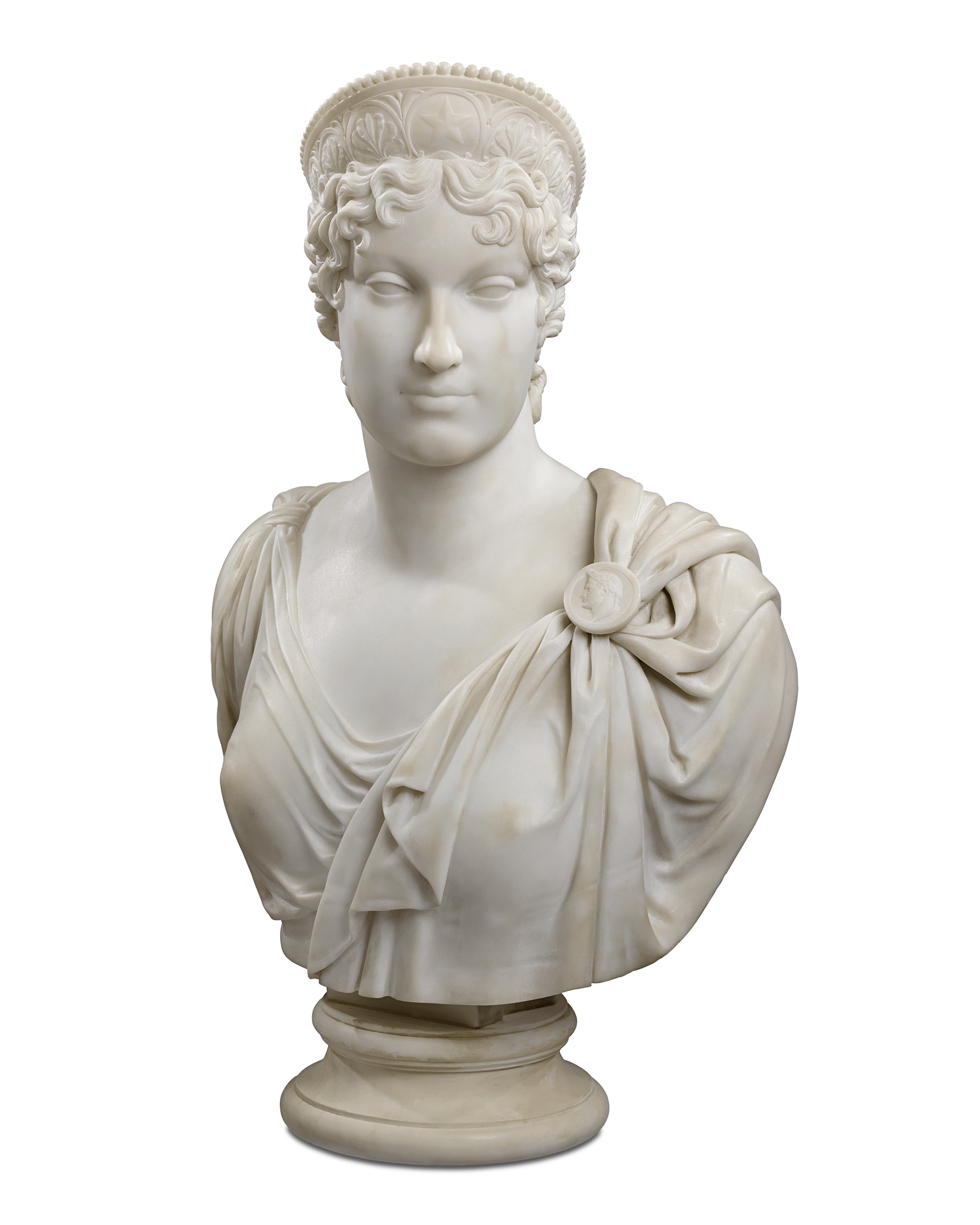 Pair of Carrara Marble Busts of the Emperor Napoleon and Empress Marie Louise