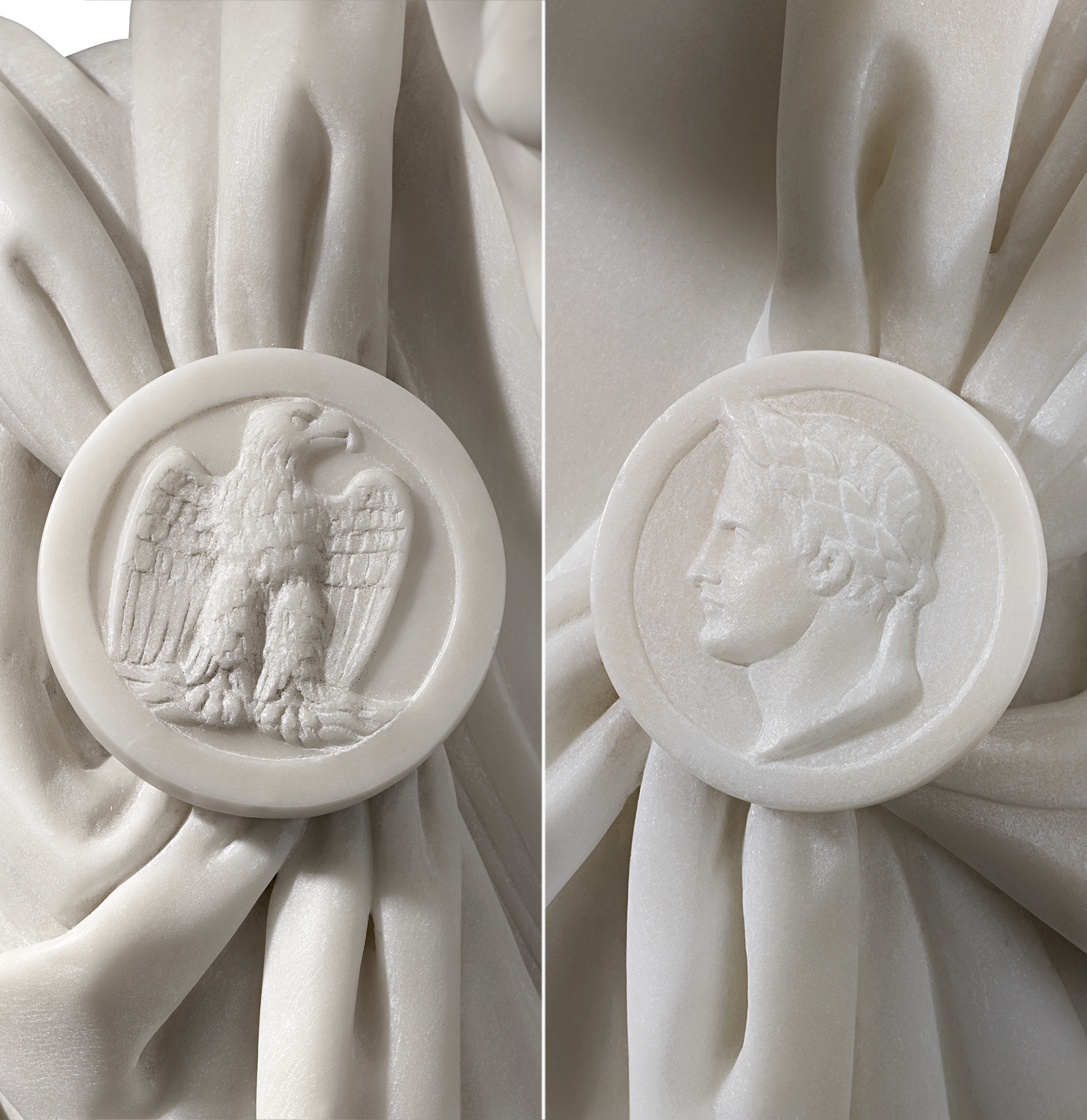 Pair of Carrara Marble Busts of the Emperor Napoleon and Empress Marie Louise