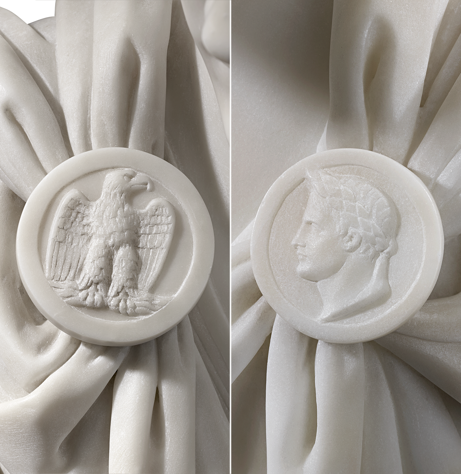 Pair of Carrara Marble Busts of the Emperor Napoleon and Empress Marie Louise