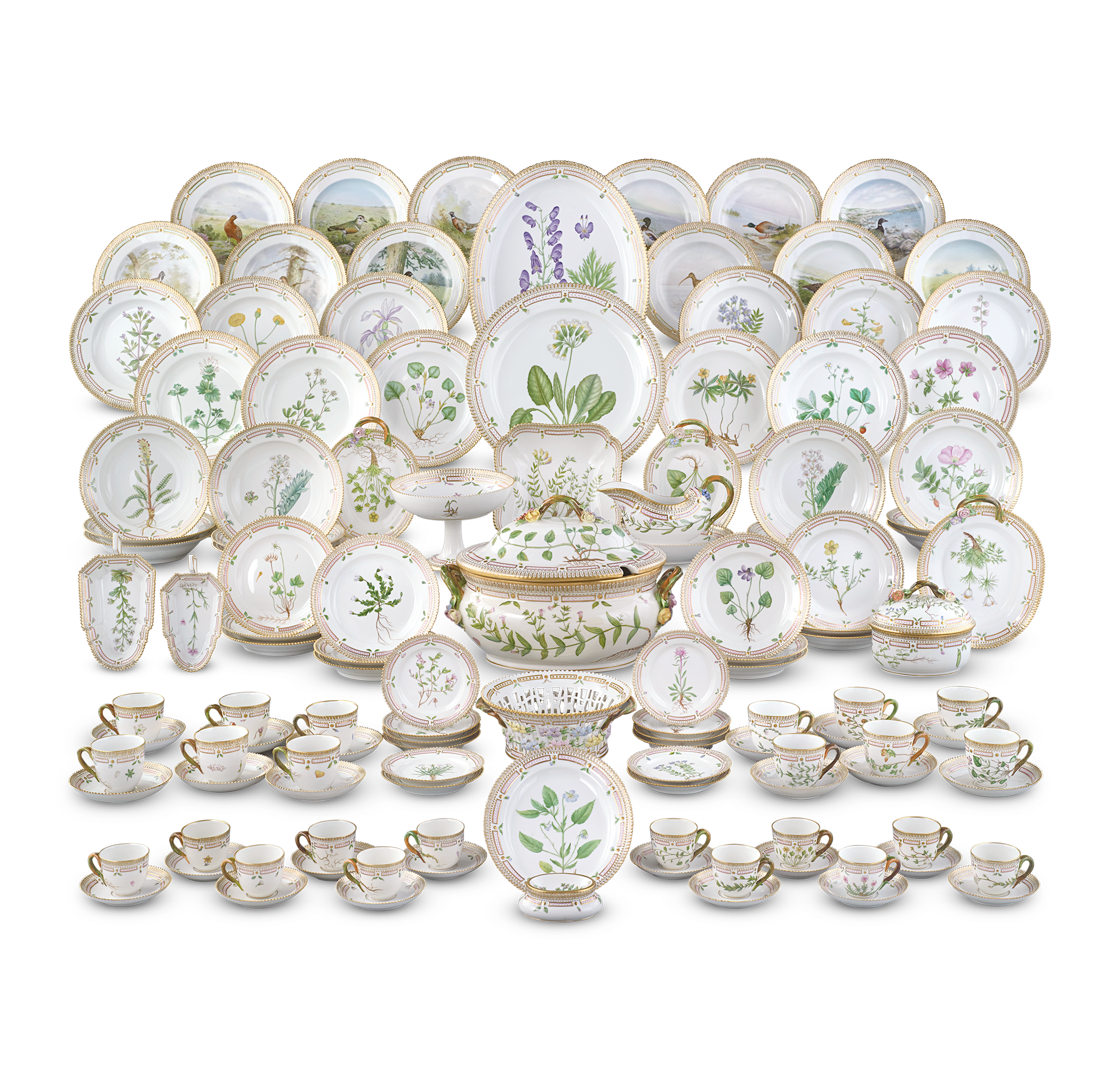 Flora Danica Porcelain Dinner Service by Royal Copenhagen, 124 Pieces