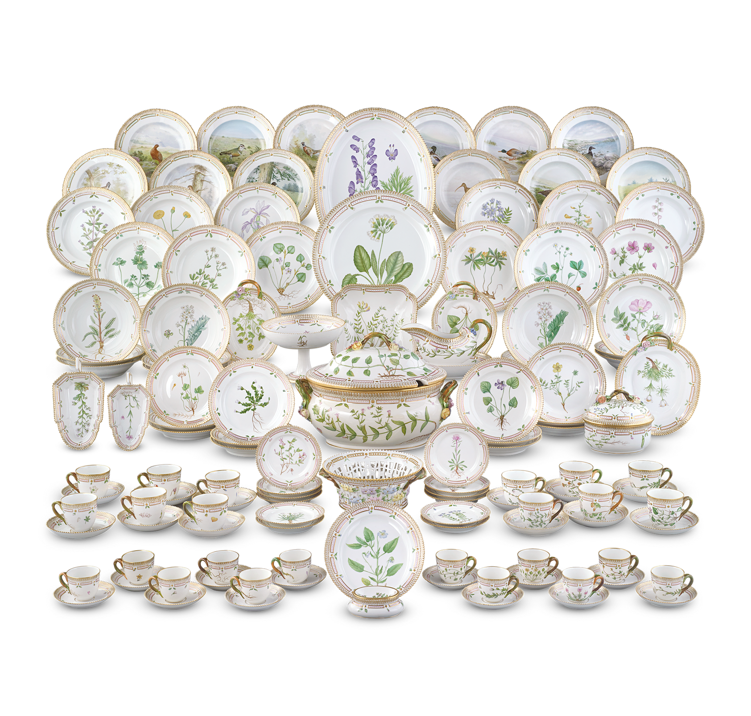 Flora Danica Porcelain Dinner Service by Royal Copenhagen, 124 Pieces