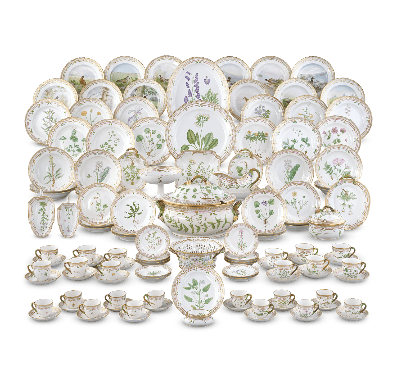 Flora Danica Porcelain Dinner Service by Royal Copenhagen, 124 Pieces