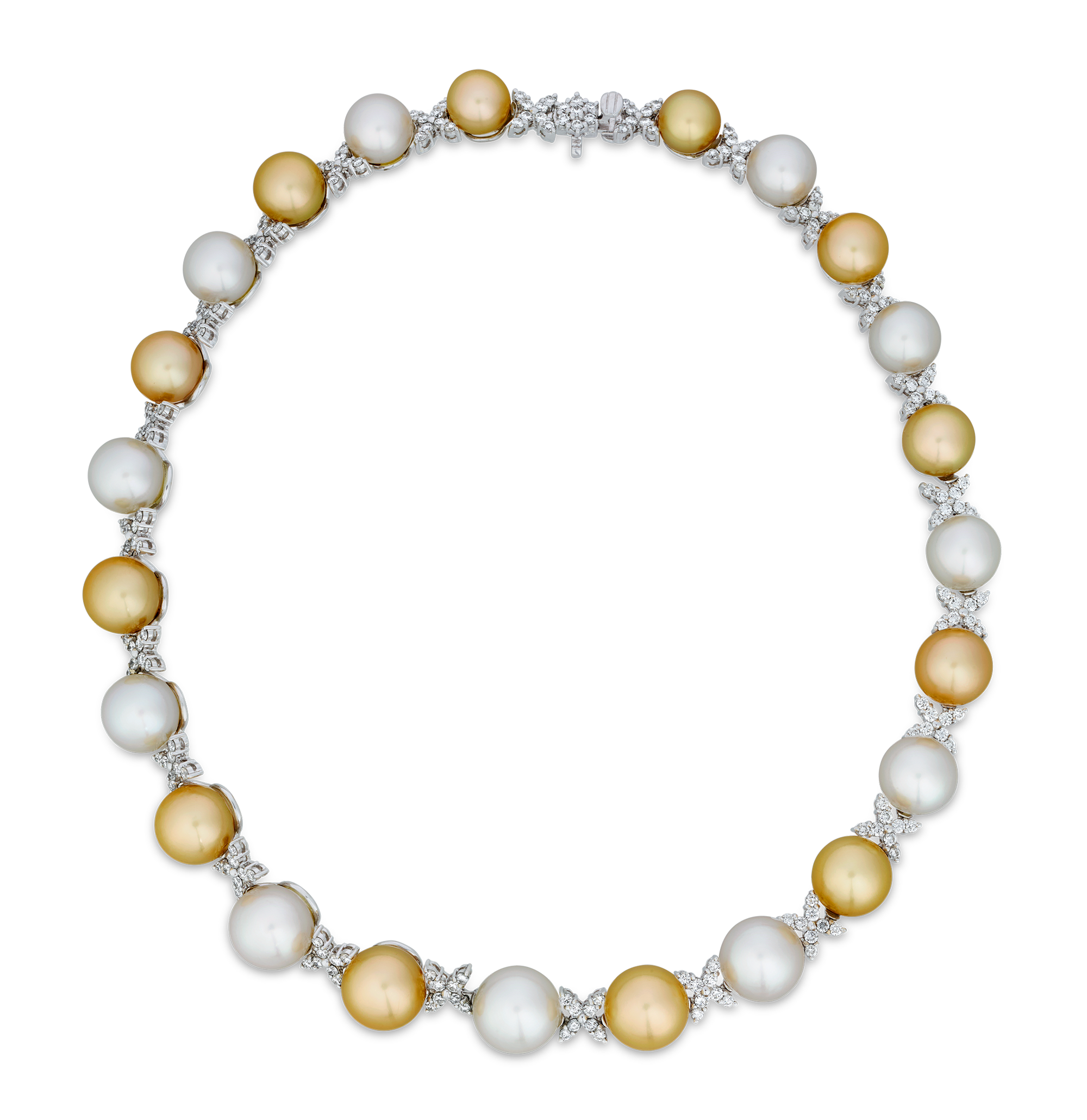 White and Gold South Sea Pearl and Diamond Necklace