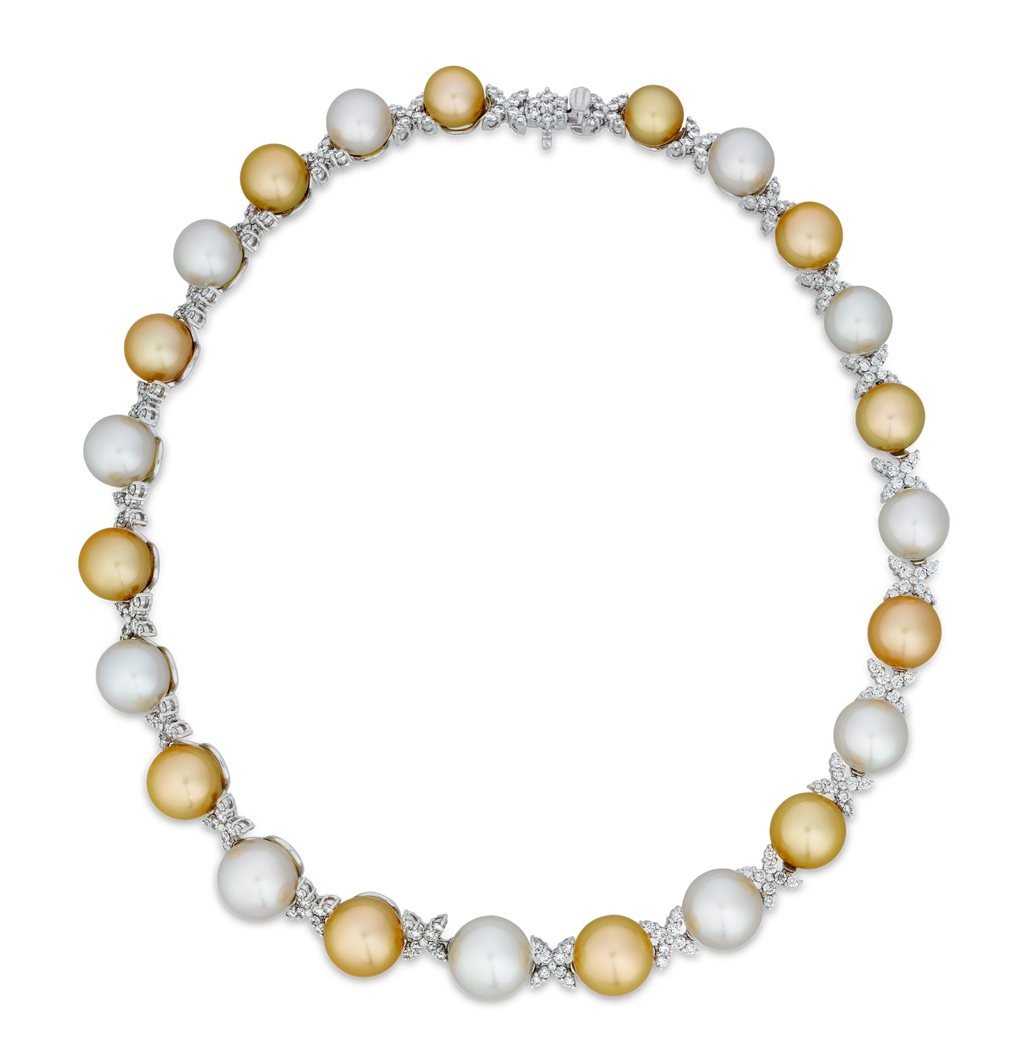 White and Gold South Sea Pearl and Diamond Necklace