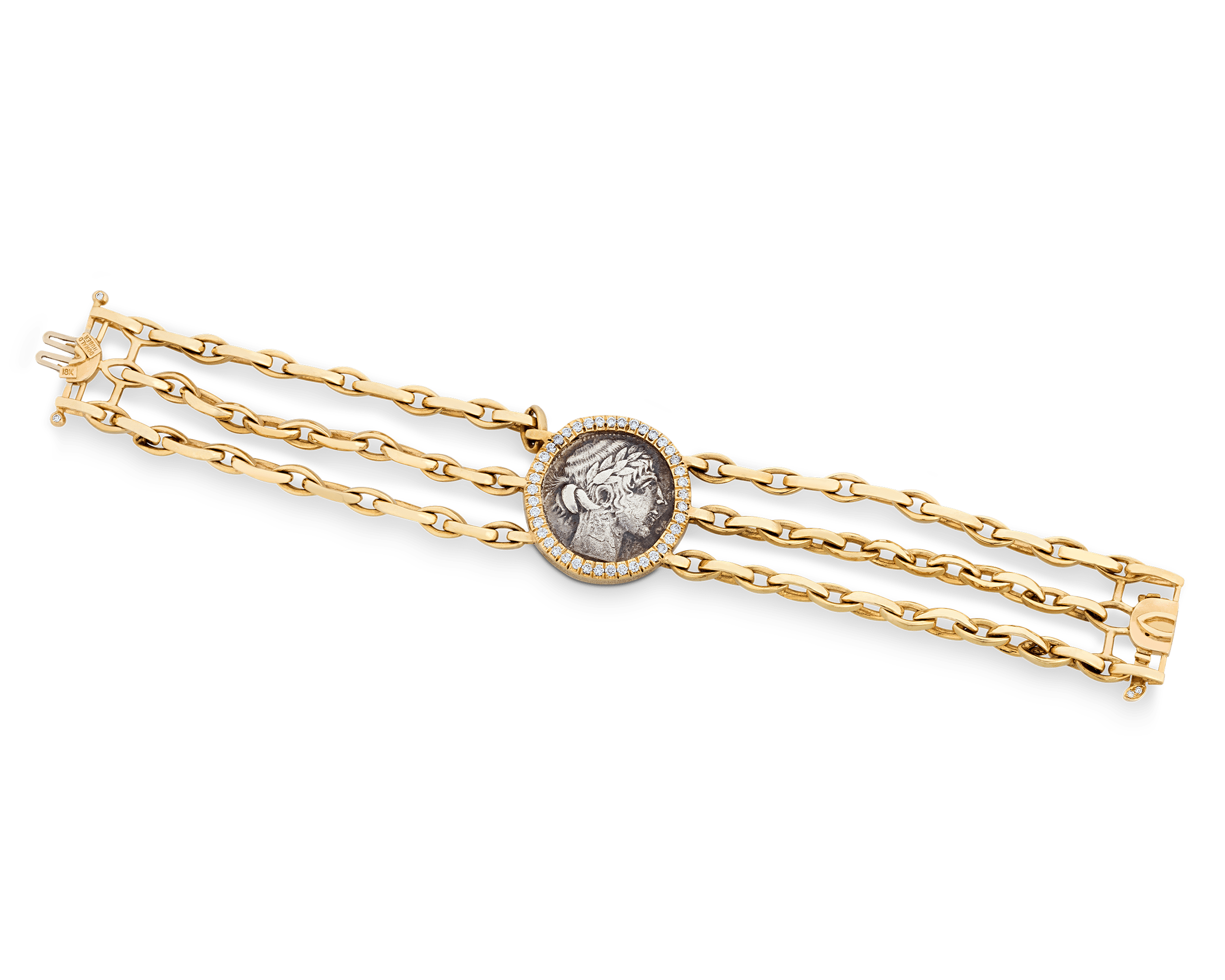 18k Yellow Gold Ancient Greek Coin Bracelet