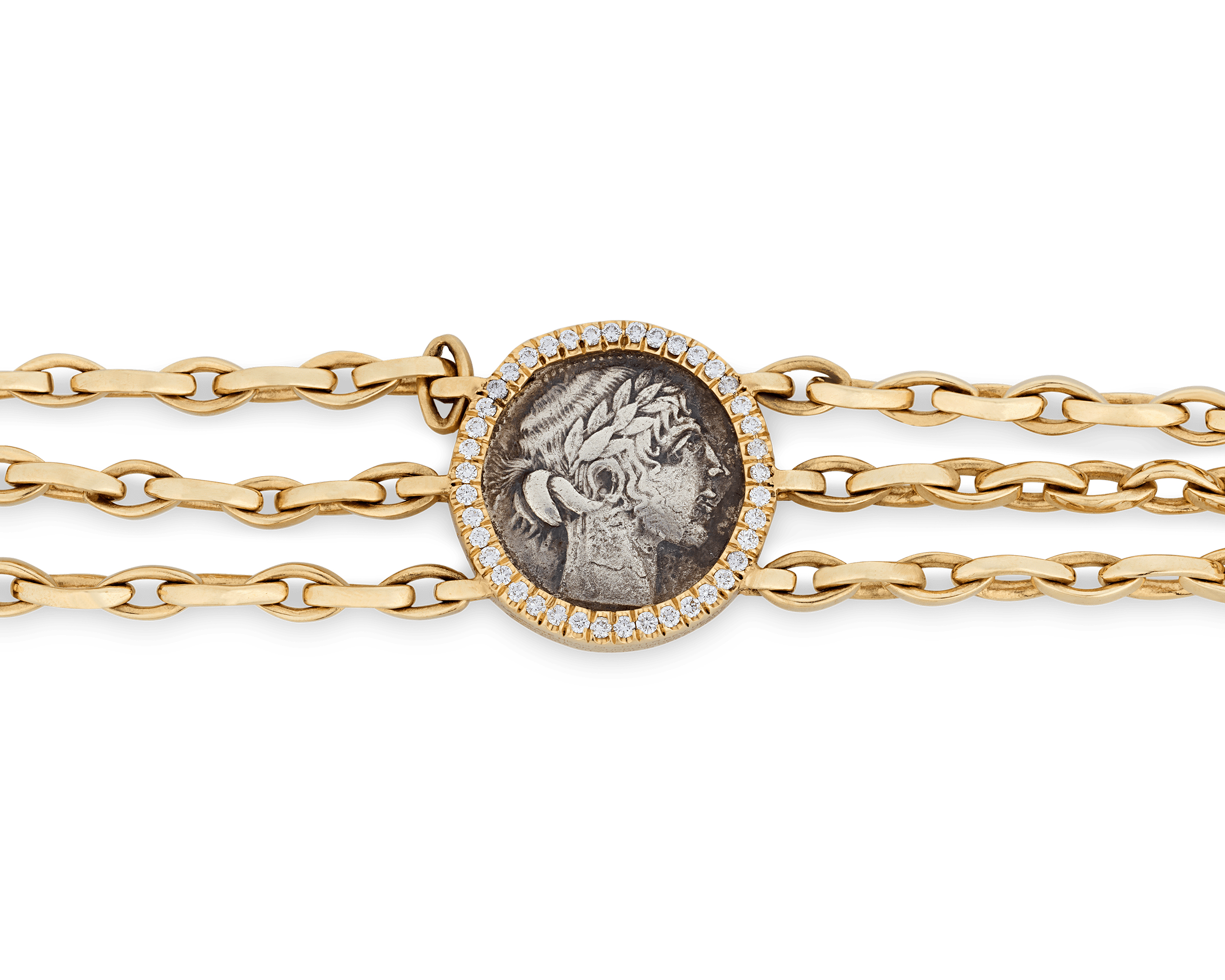 18k Yellow Gold Ancient Greek Coin Bracelet