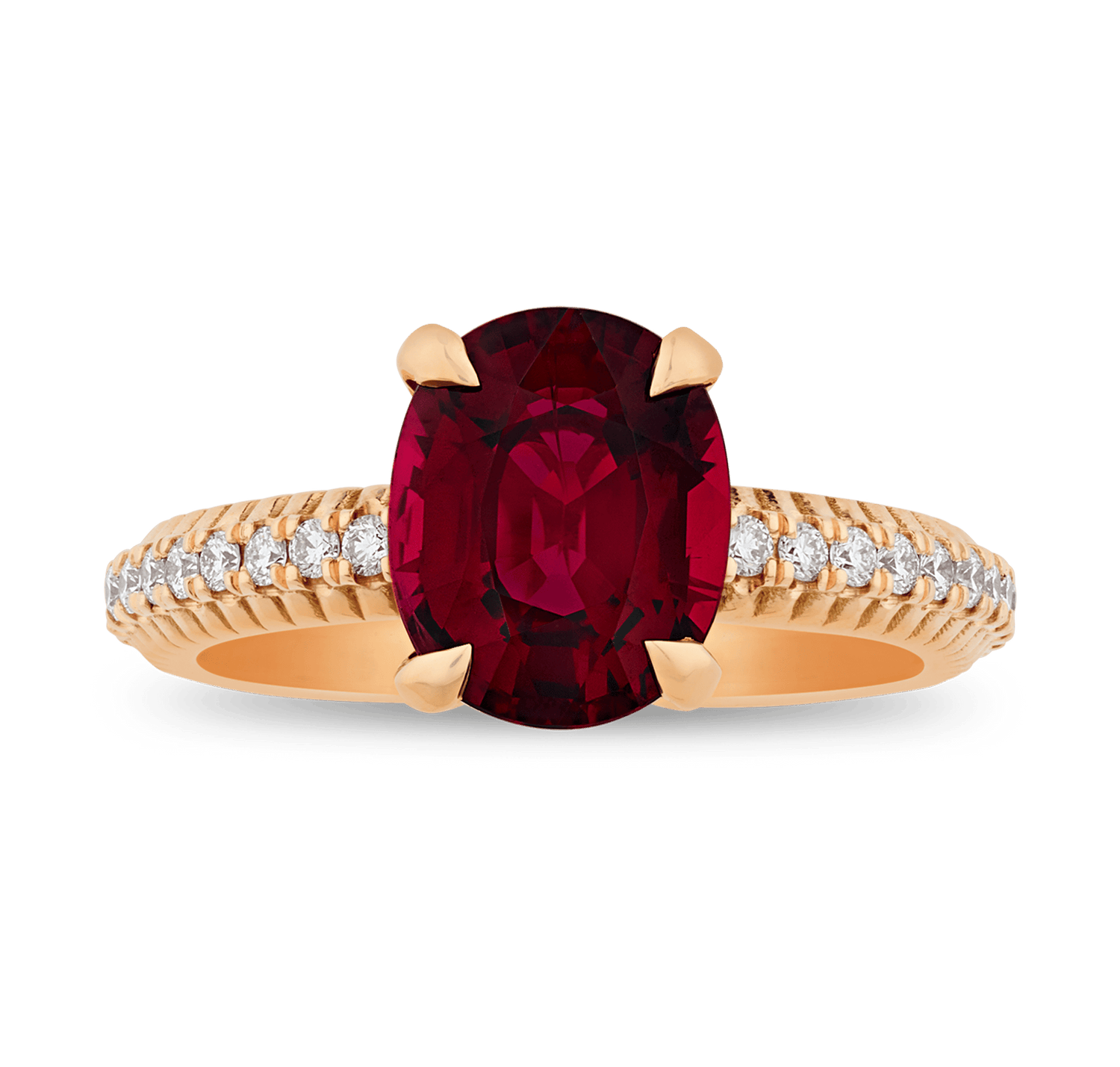 Fluted Ruby Ring, 3.08 carats