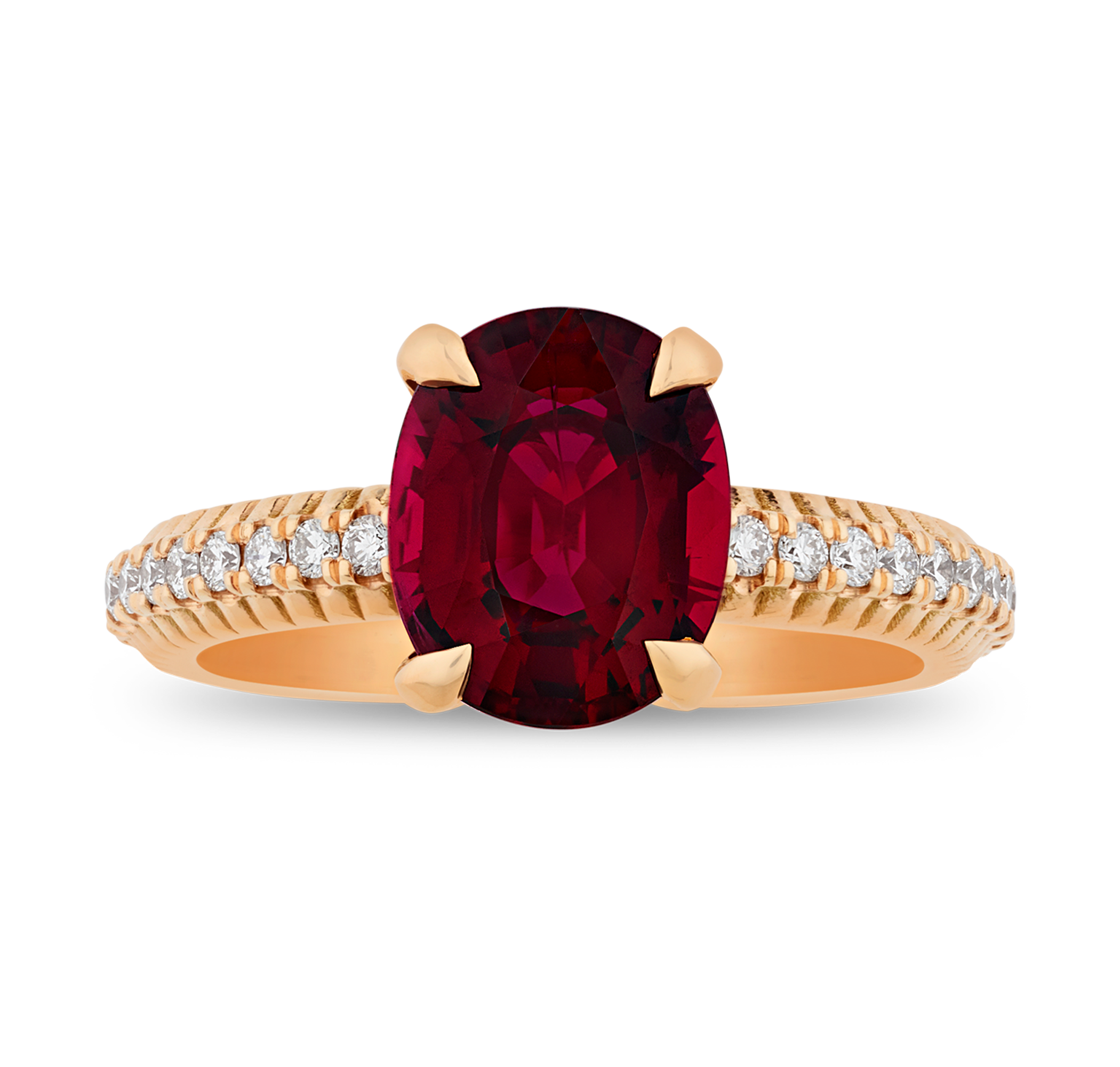 Fluted Ruby Ring, 3.08 carats