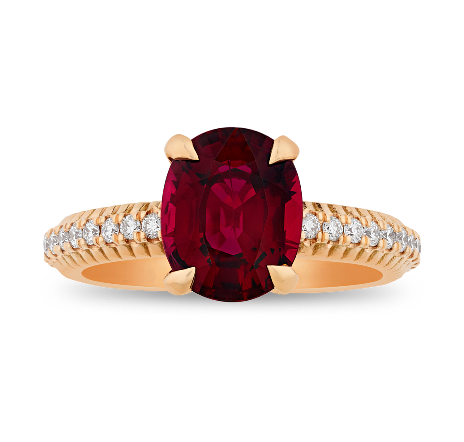 Fluted Ruby Ring, 3.08 carats