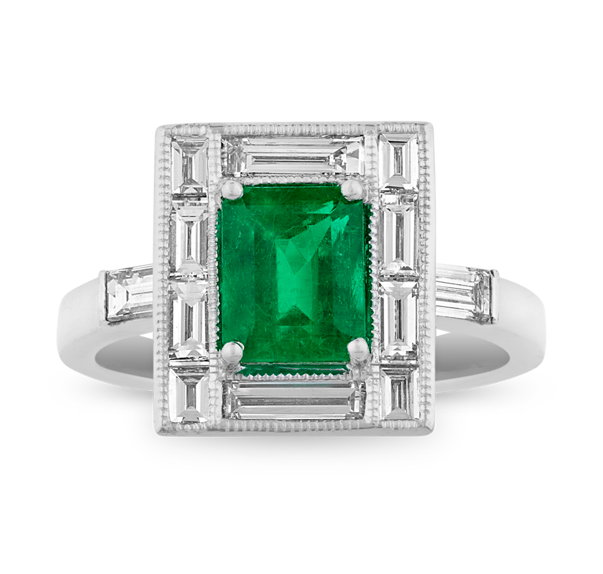 Art Deco-Style Emerald Ring, 1.46 carats