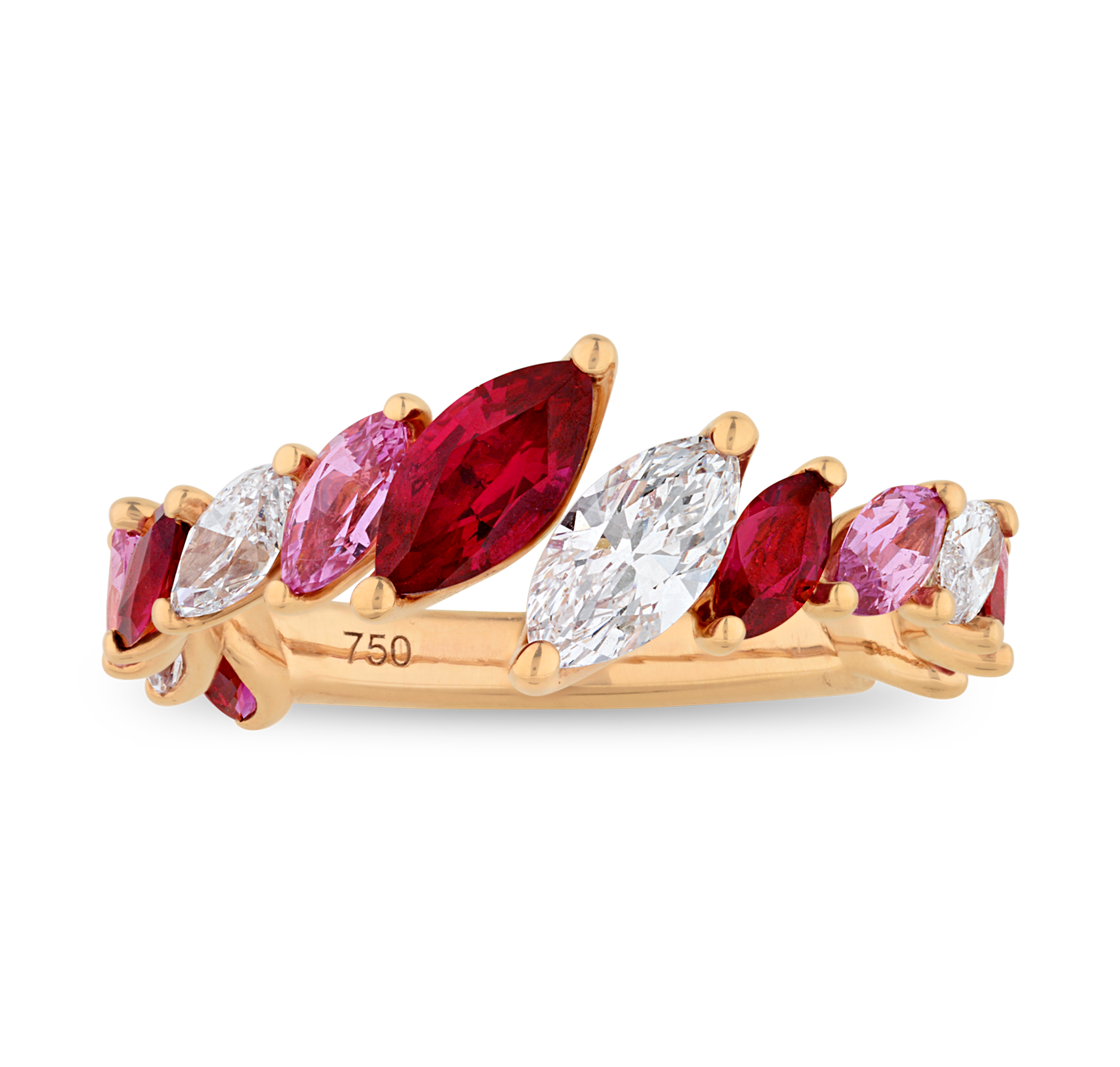 Ruby, Pink Sapphire and Diamond Ring