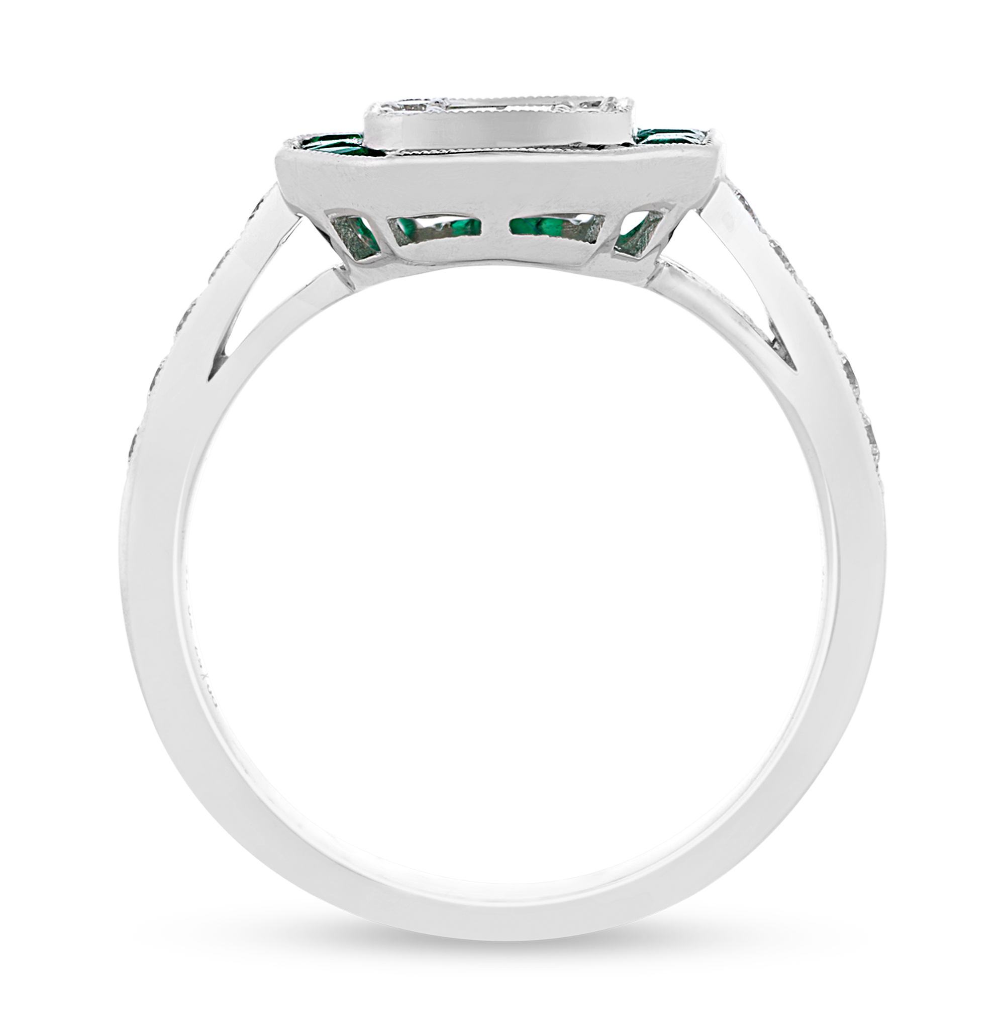 Art Deco-Style Diamond and Emerald Ring