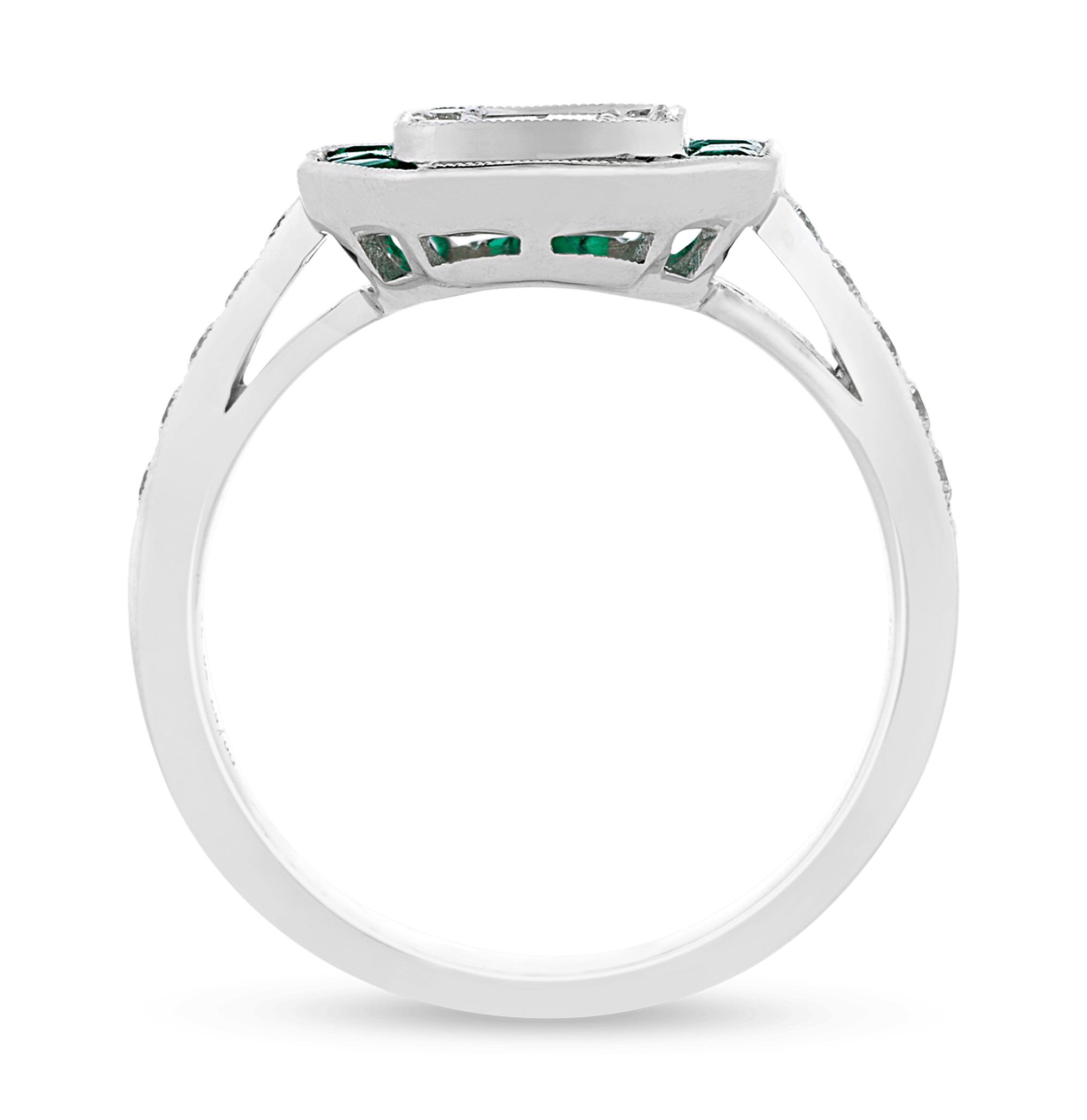 Art Deco-Style Diamond and Emerald Ring