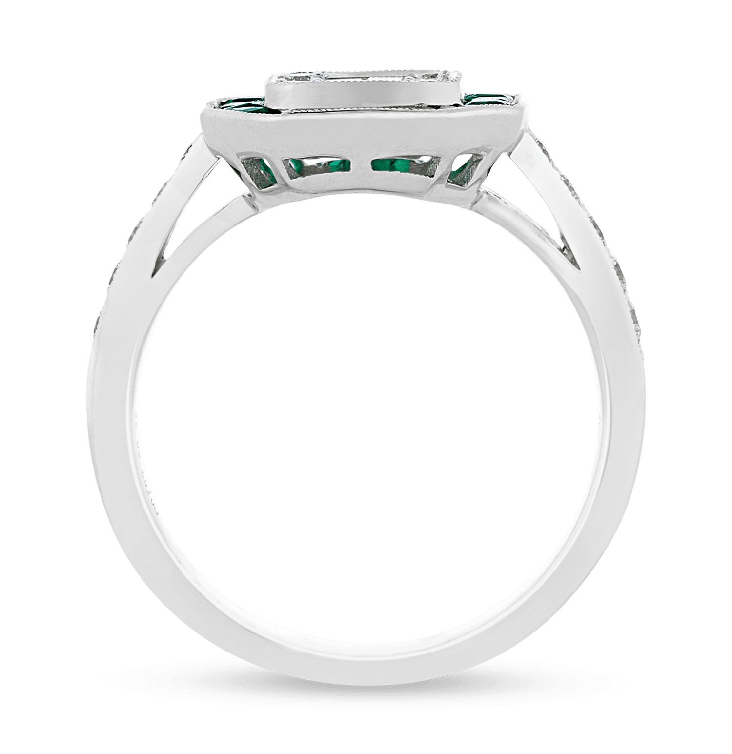 Art Deco-Style Diamond and Emerald Ring