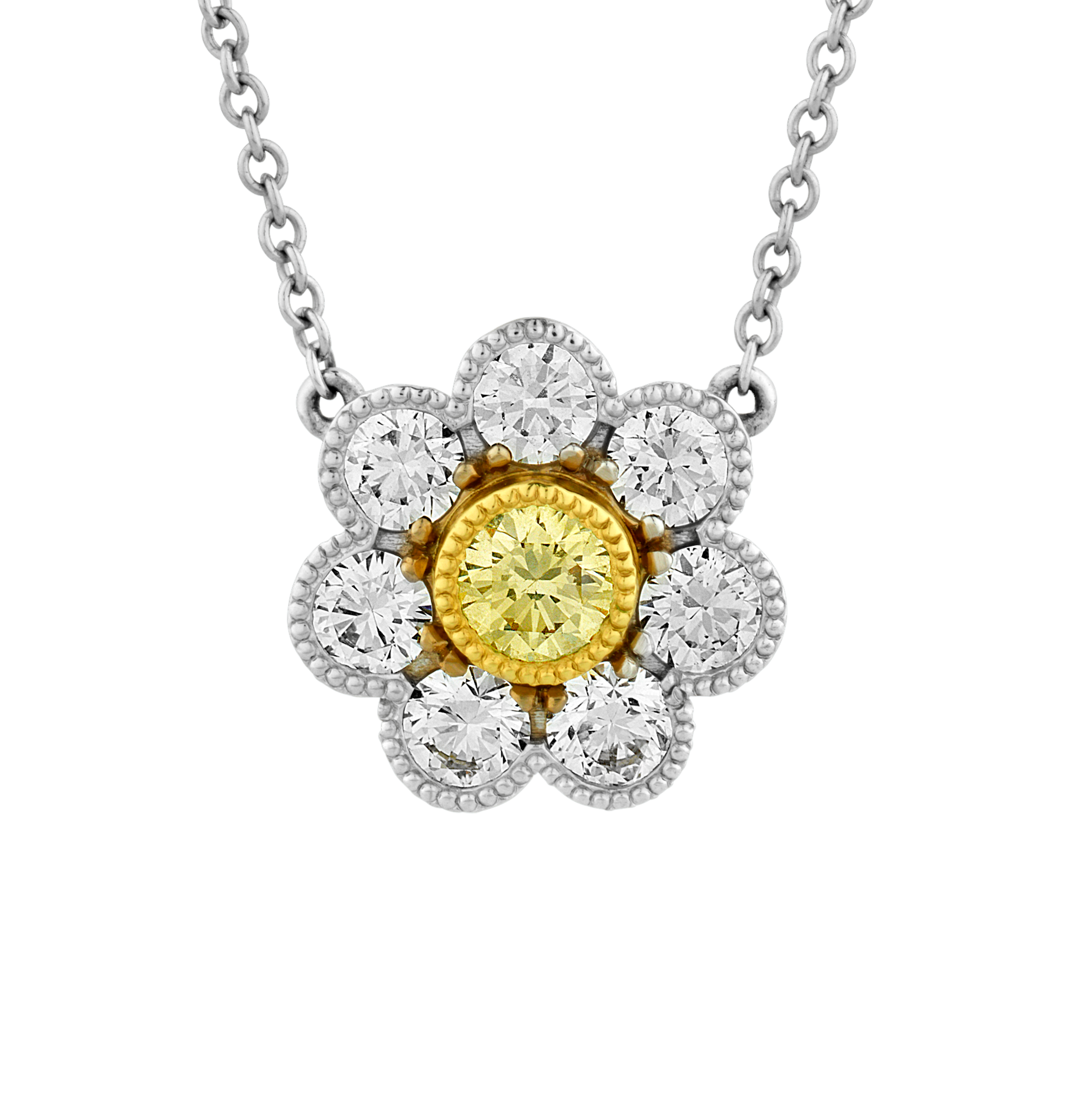 Fancy Light Yellow Diamond Camellia Pendant