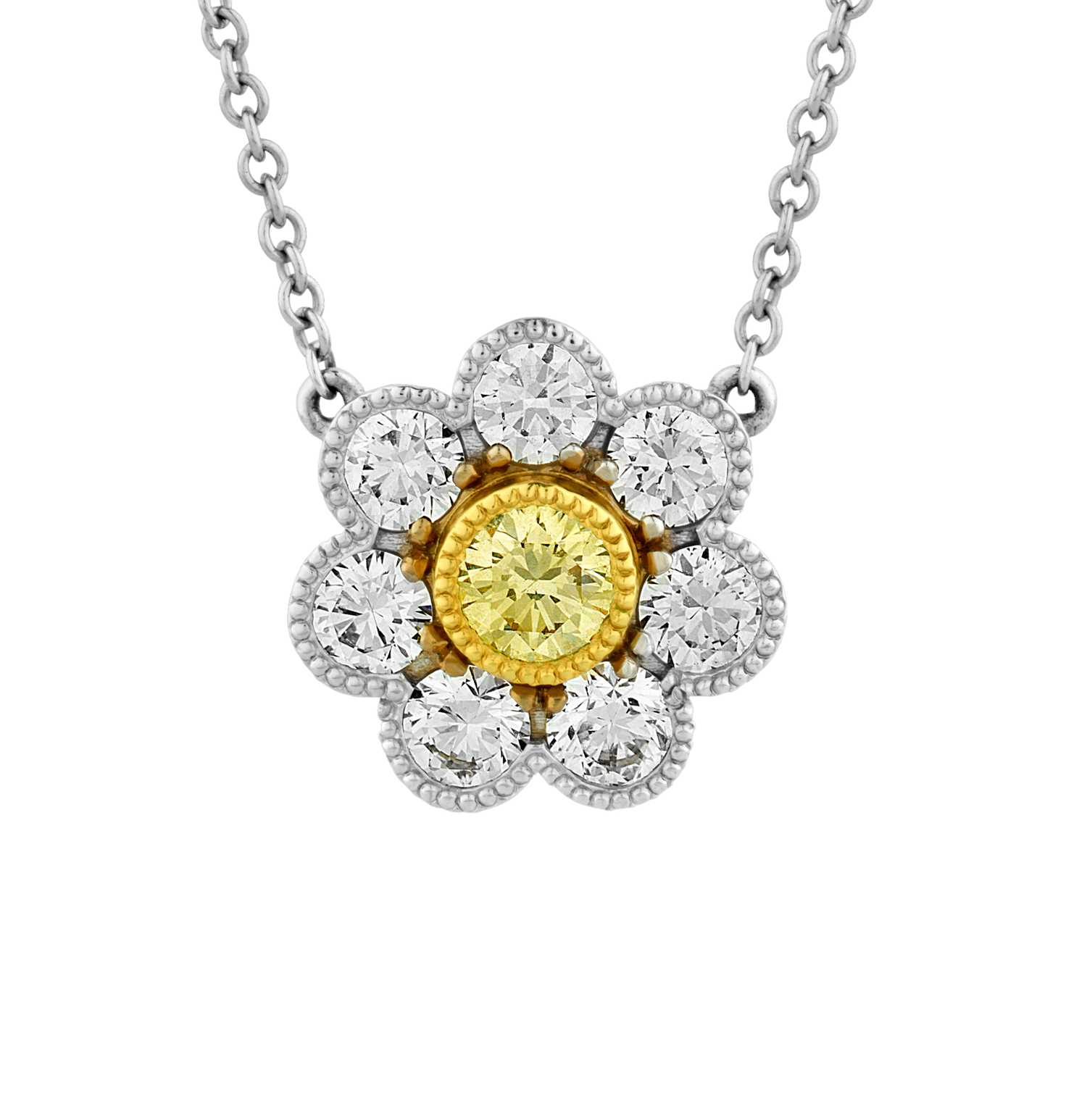 Fancy Light Yellow Diamond Camellia Pendant