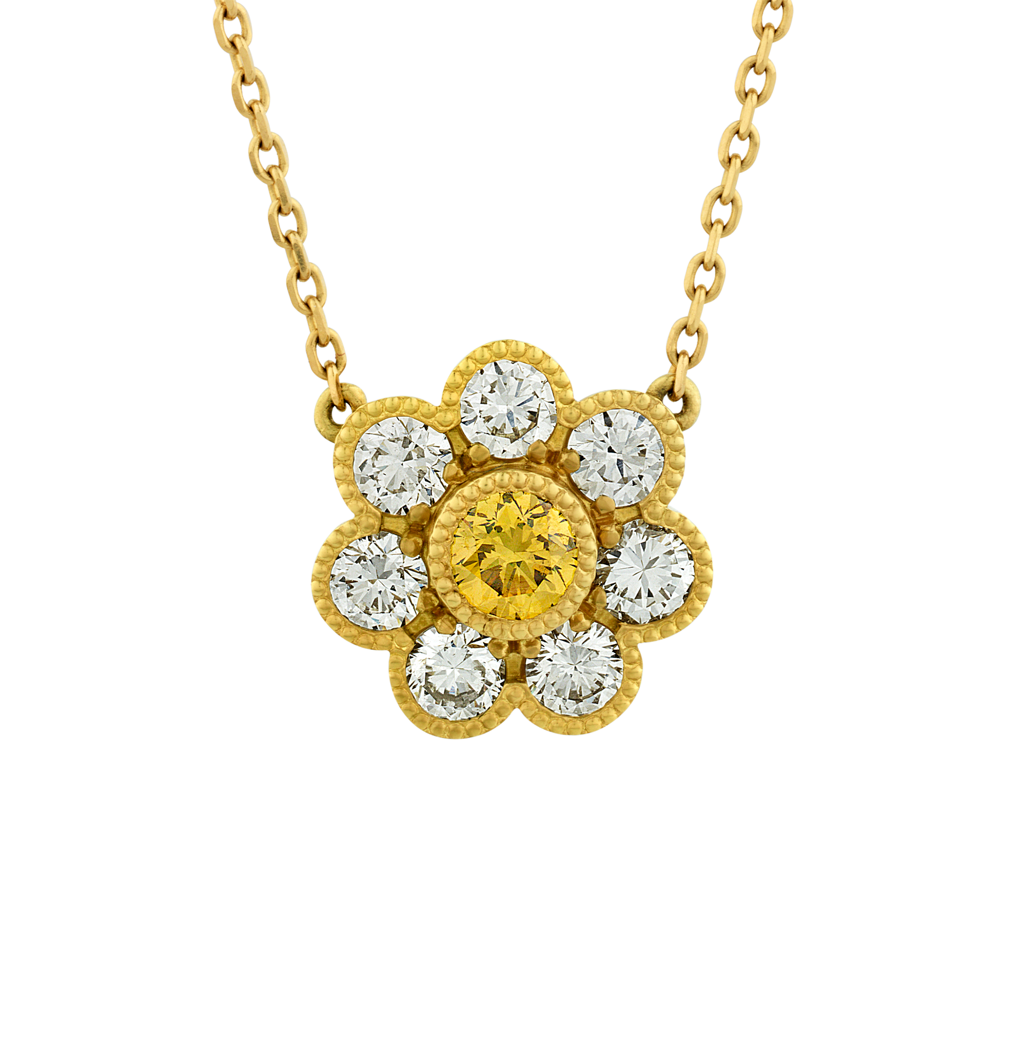 Fancy Yellow Diamond Camellia Pendant