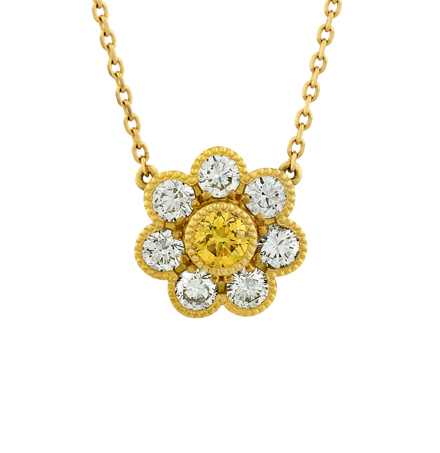 Fancy Yellow Diamond Camellia Pendant