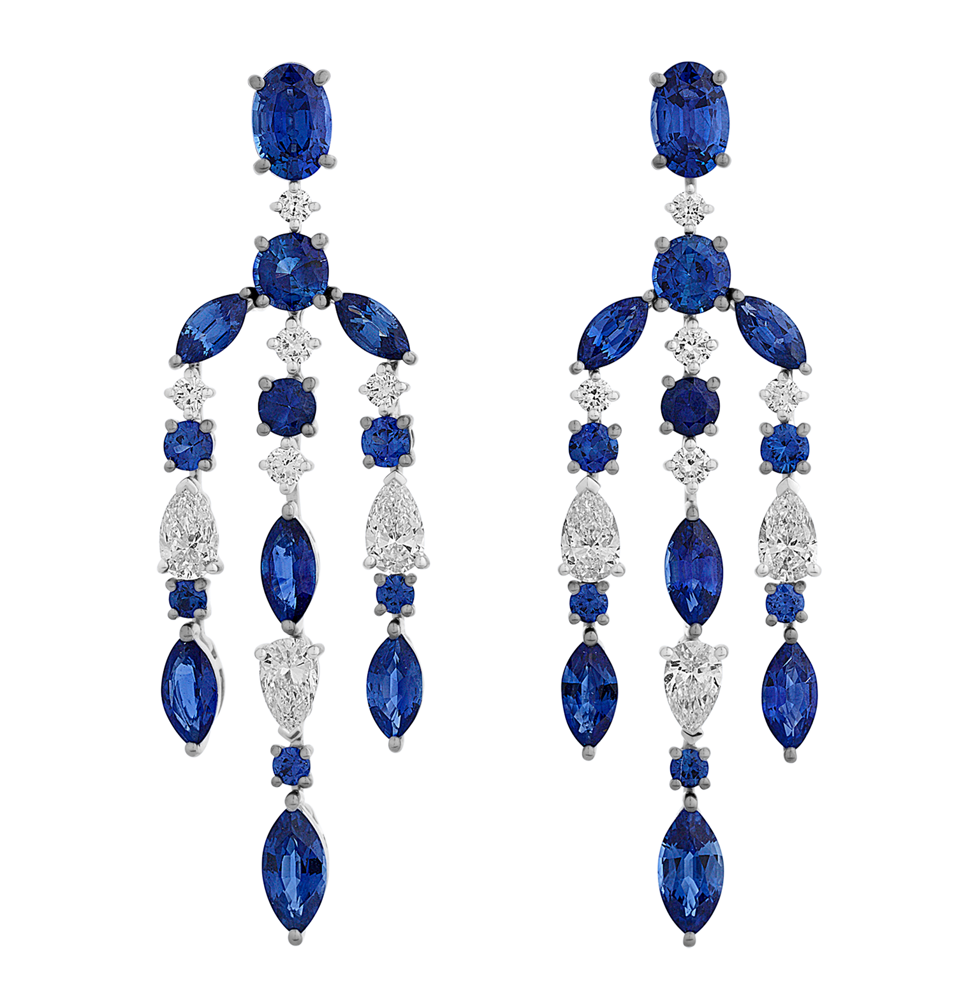 Sapphire Chandelier Earrings, 5.27 carats