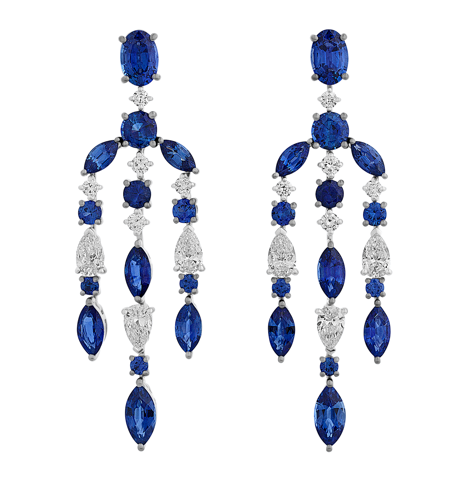 Sapphire Chandelier Earrings, 5.27 carats