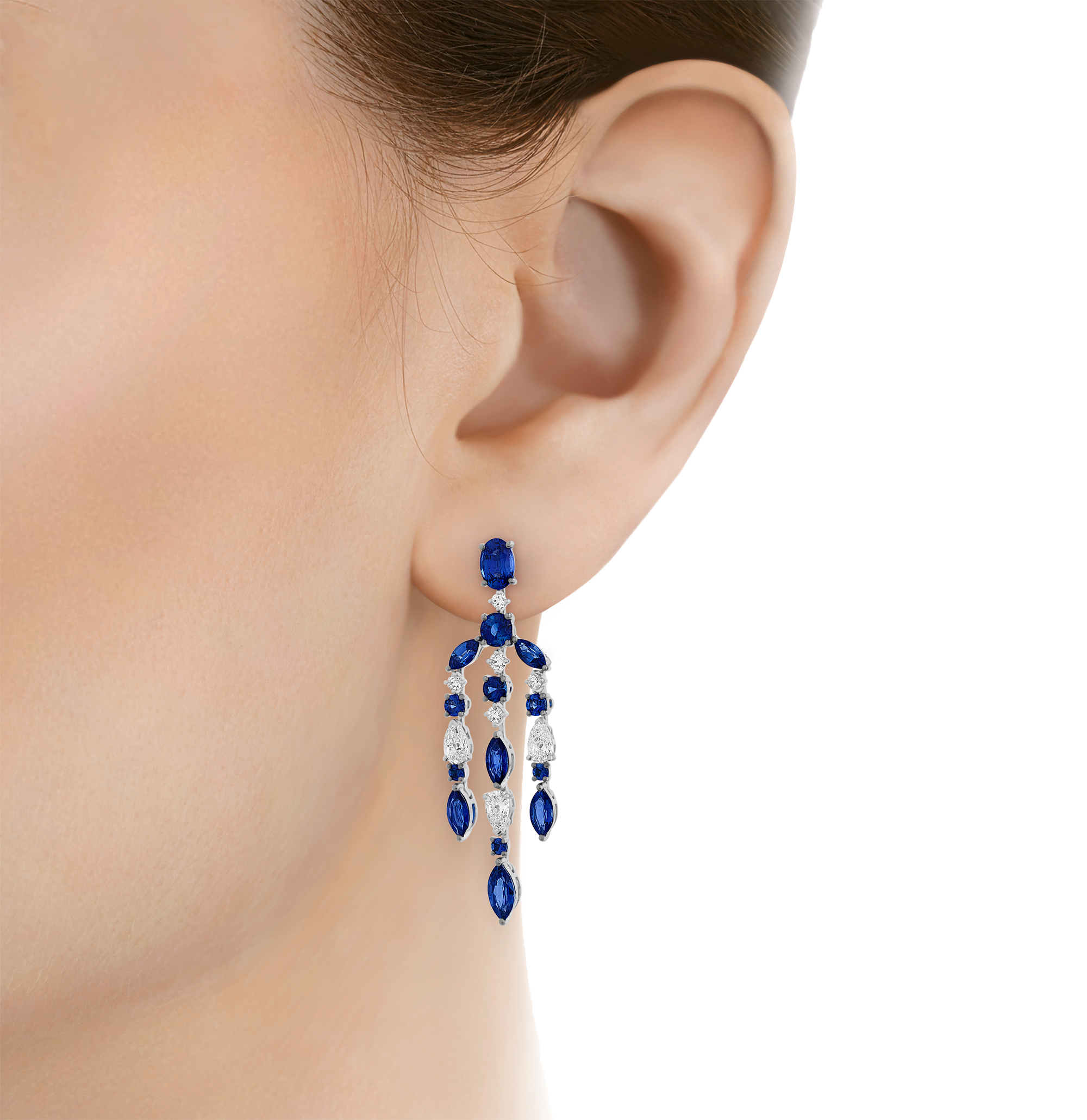 Sapphire Chandelier Earrings, 5.27 carats