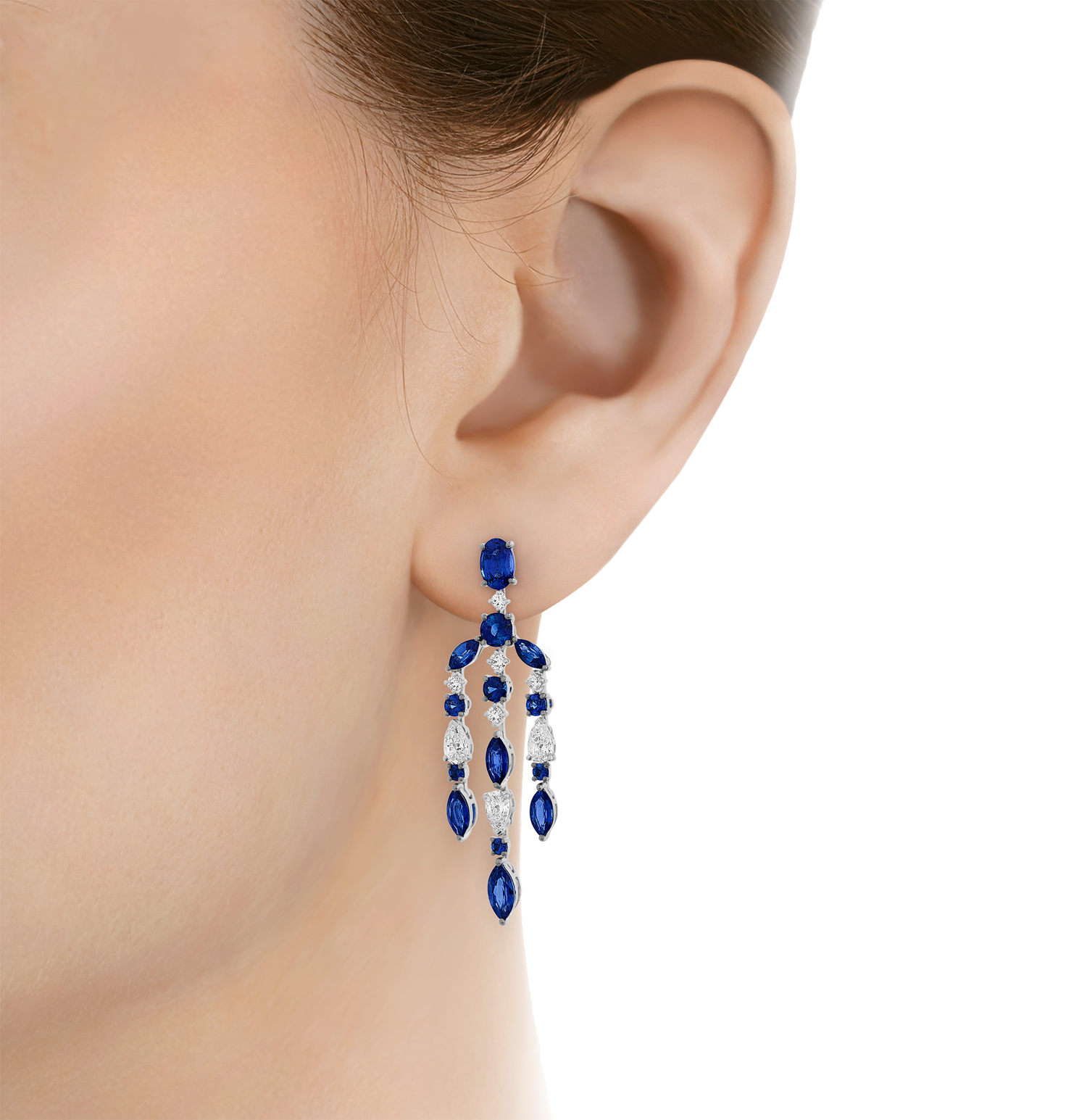 Sapphire Chandelier Earrings, 5.27 carats