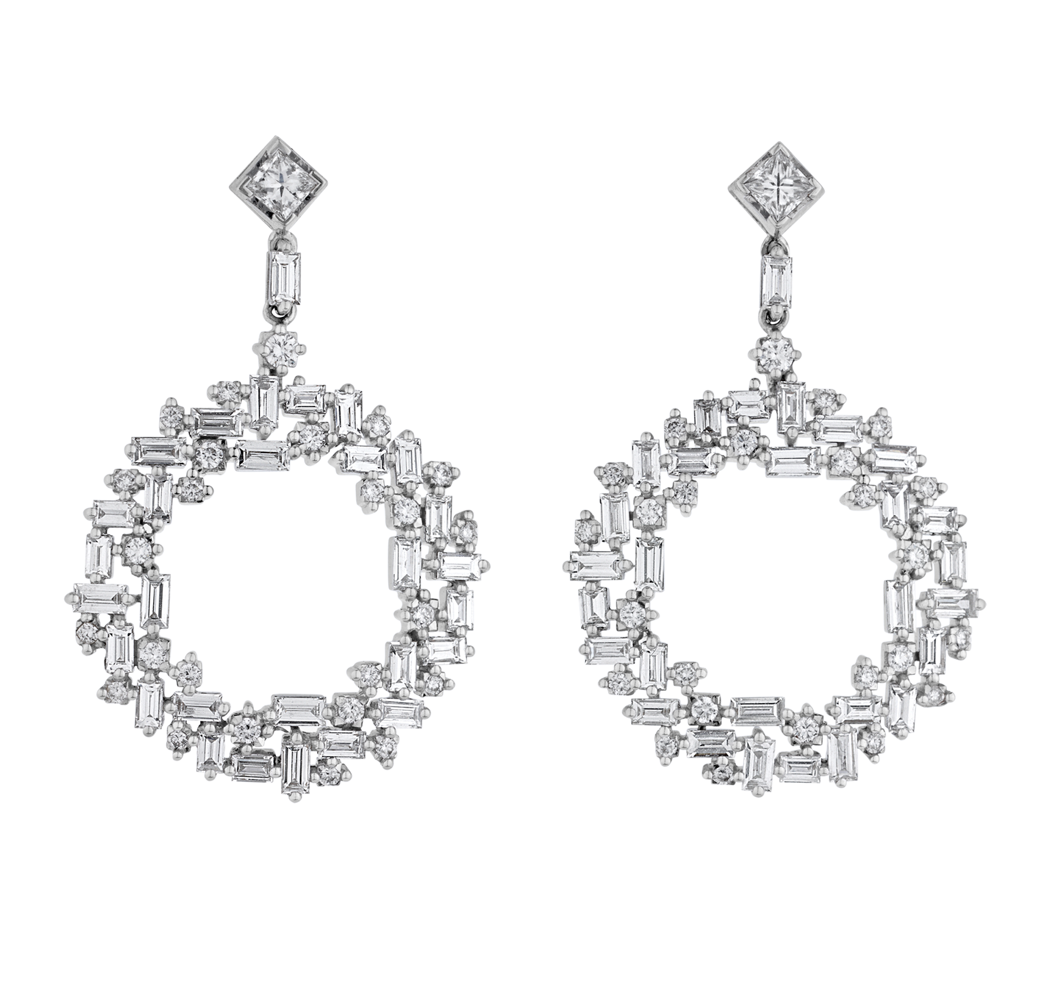 Diamond Wreath Earrings, 3.60 carats