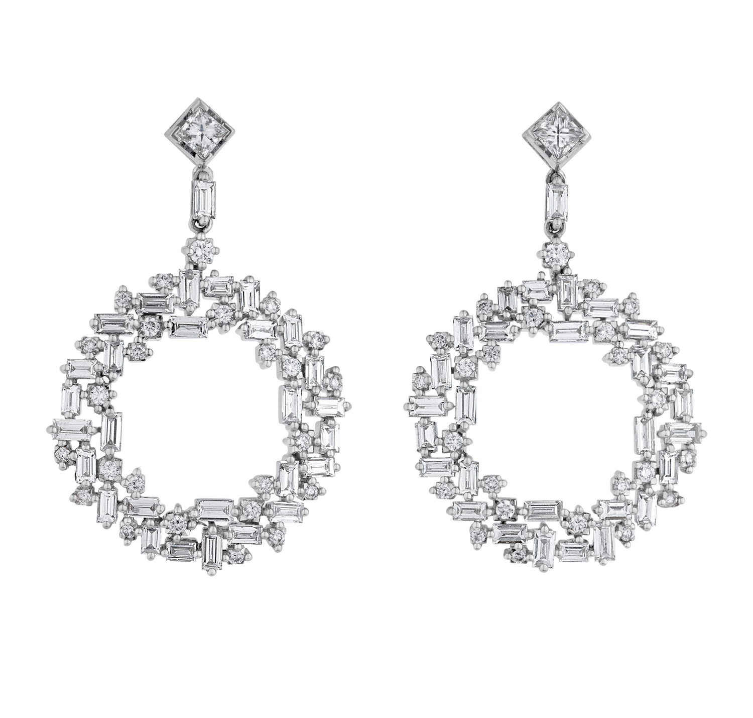 Diamond Wreath Earrings, 3.60 carats