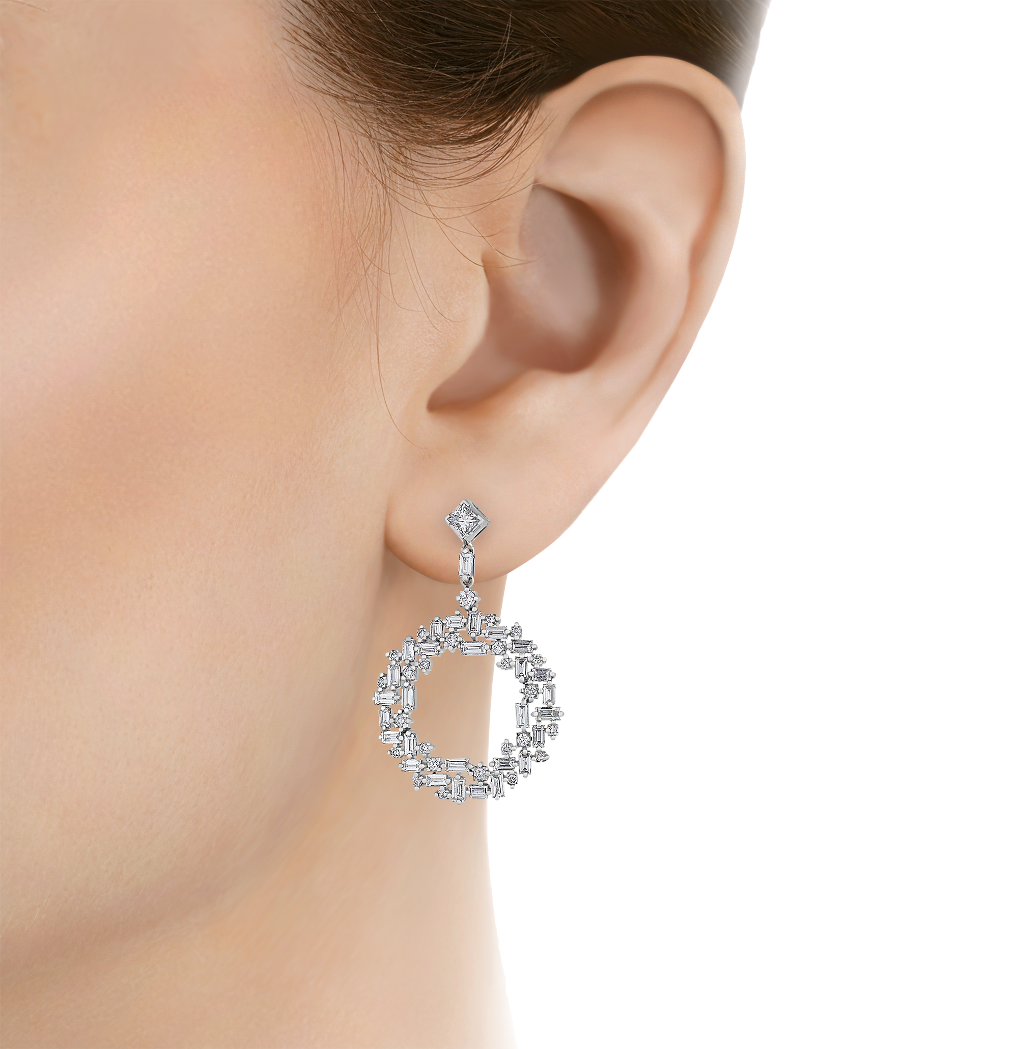 Diamond Wreath Earrings, 3.60 carats