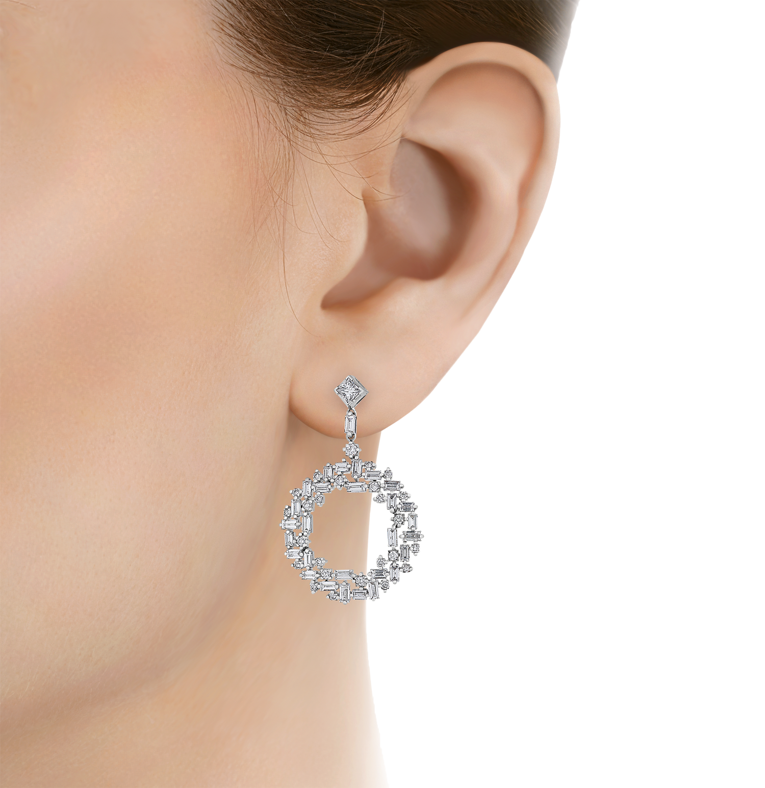 Diamond Wreath Earrings, 3.60 carats