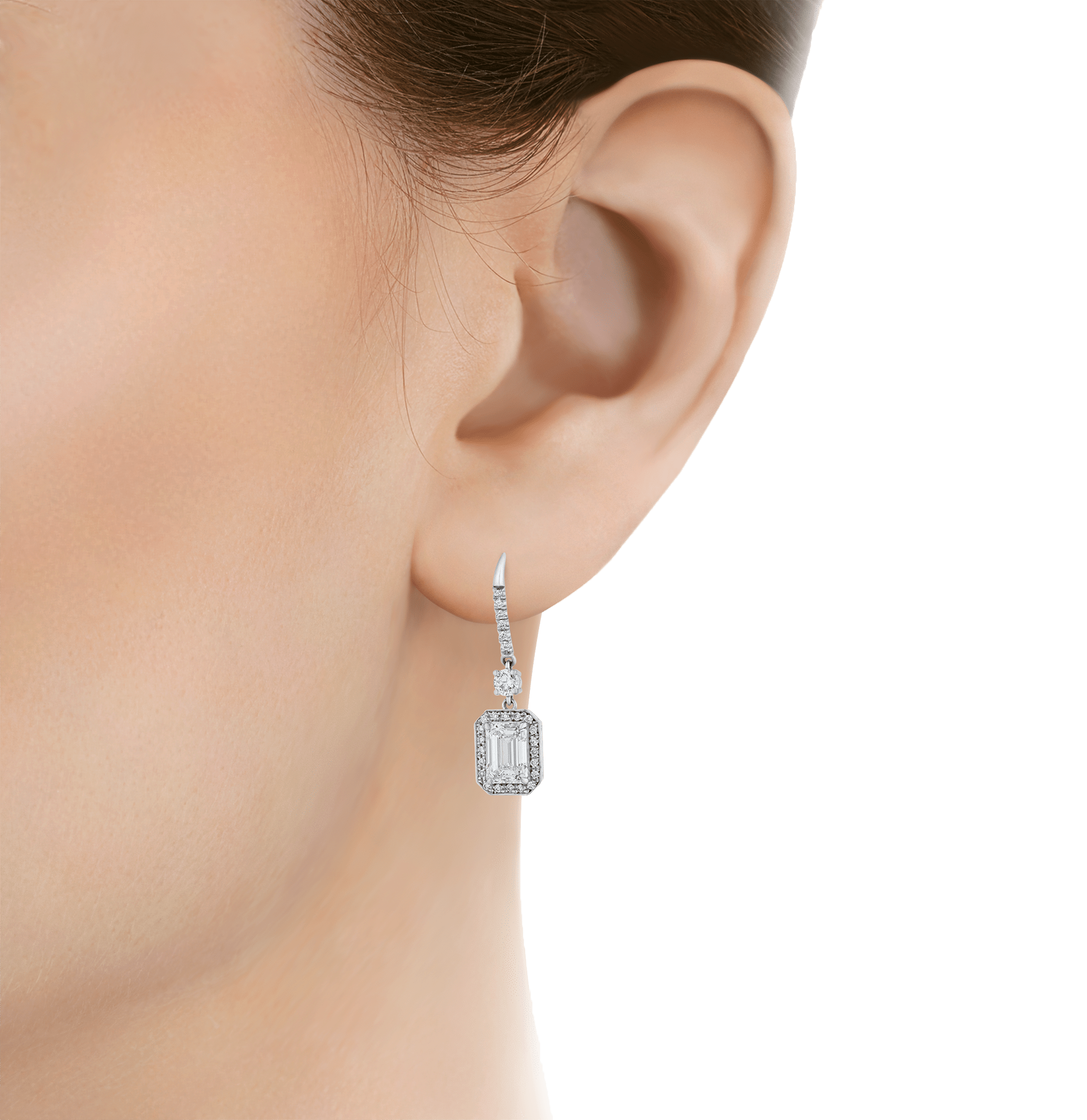 Emerald Cut Diamond Drop Earrings, 2.17 carats