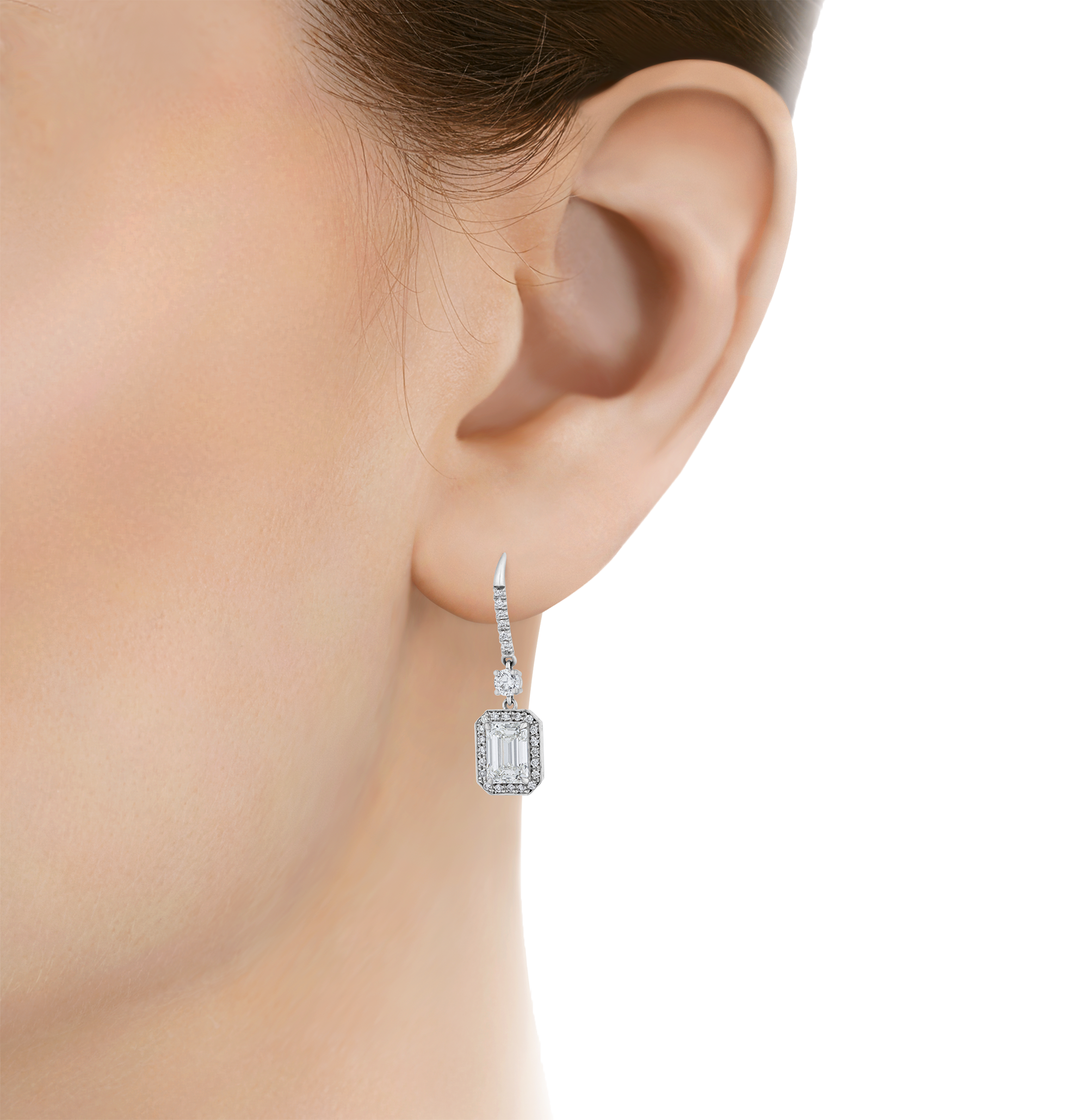 Emerald Cut Diamond Drop Earrings, 2.17 carats