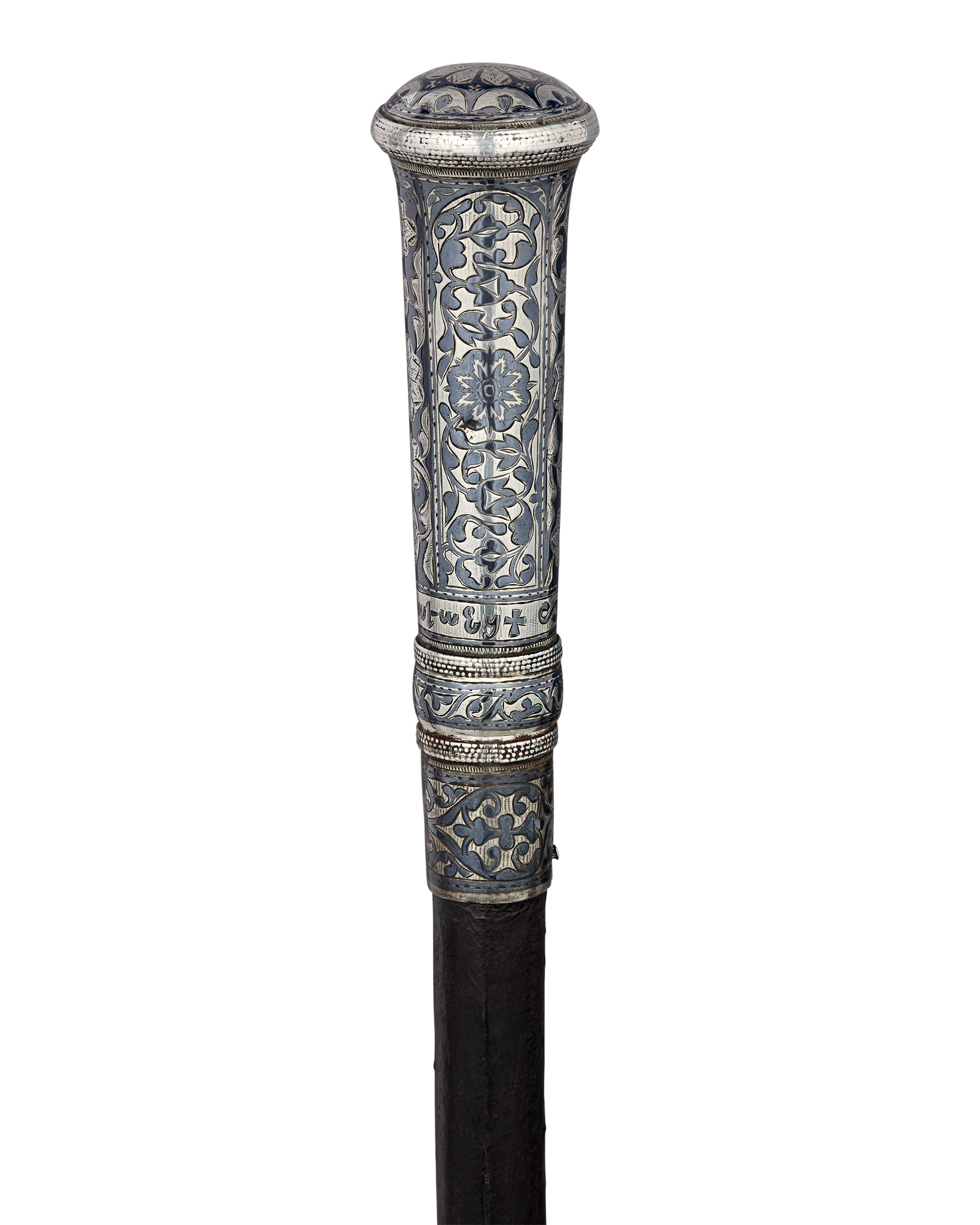 18th-century Niello and Silver Sword Cane