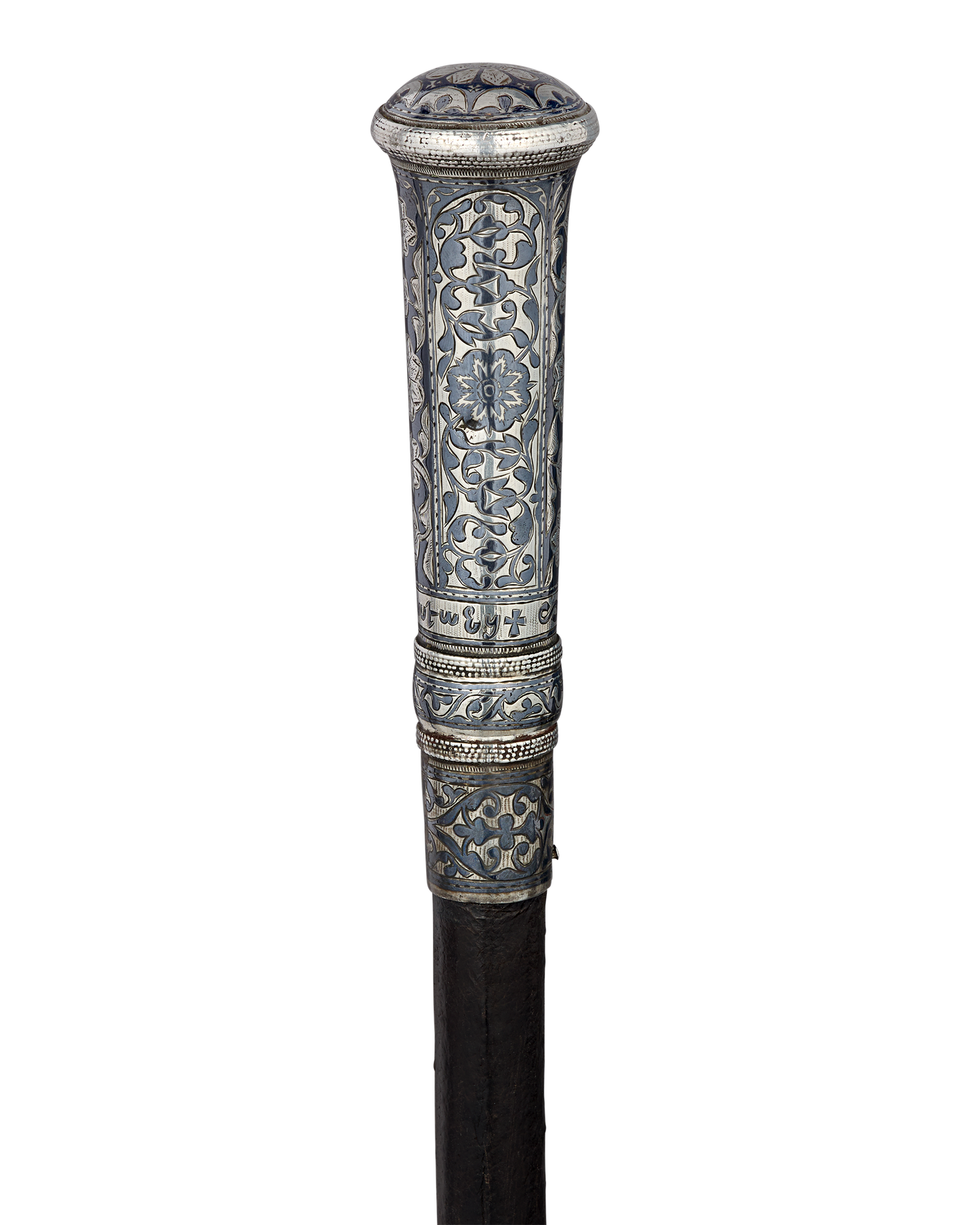 18th-century Niello and Silver Sword Cane