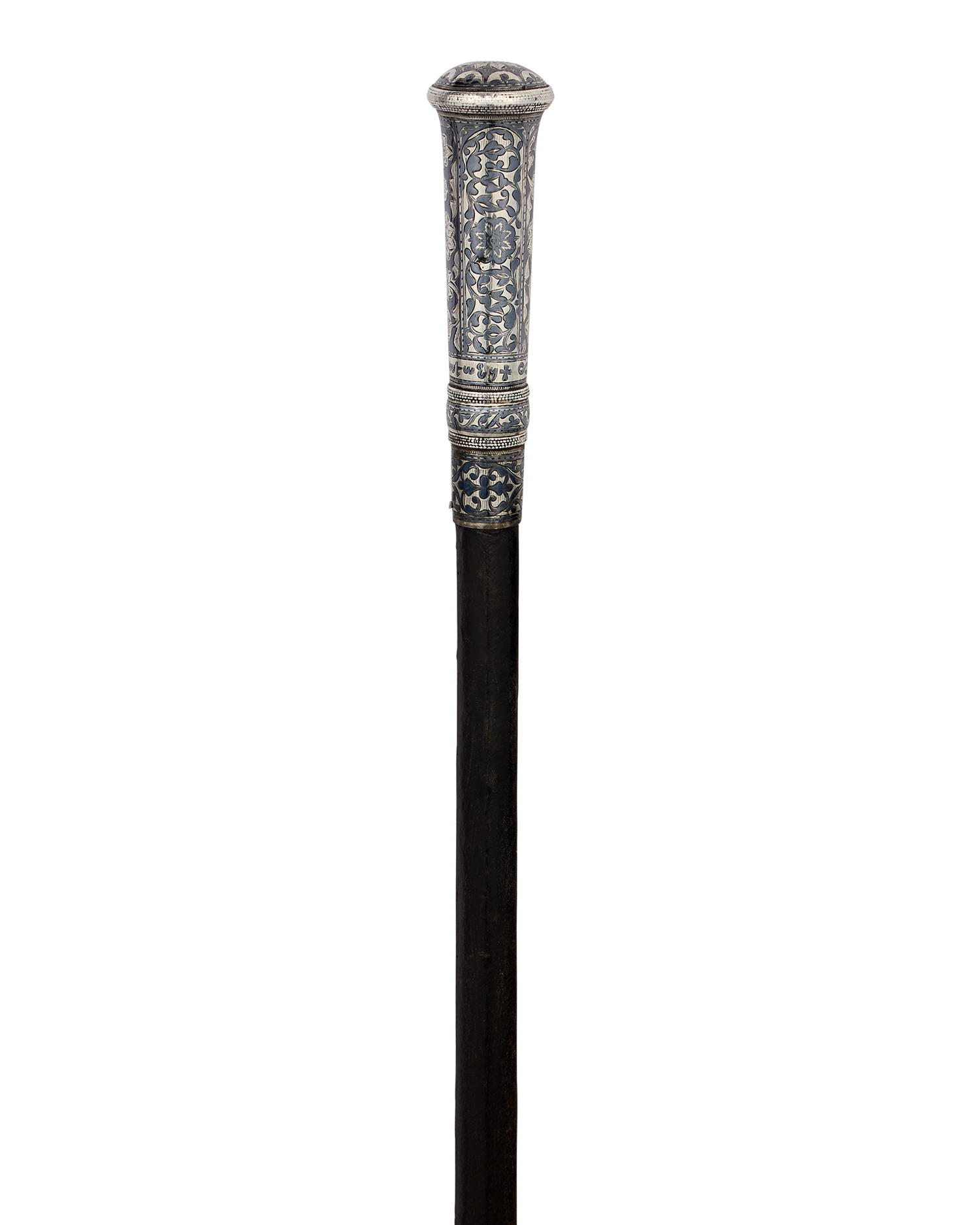 18th-century Niello and Silver Sword Cane