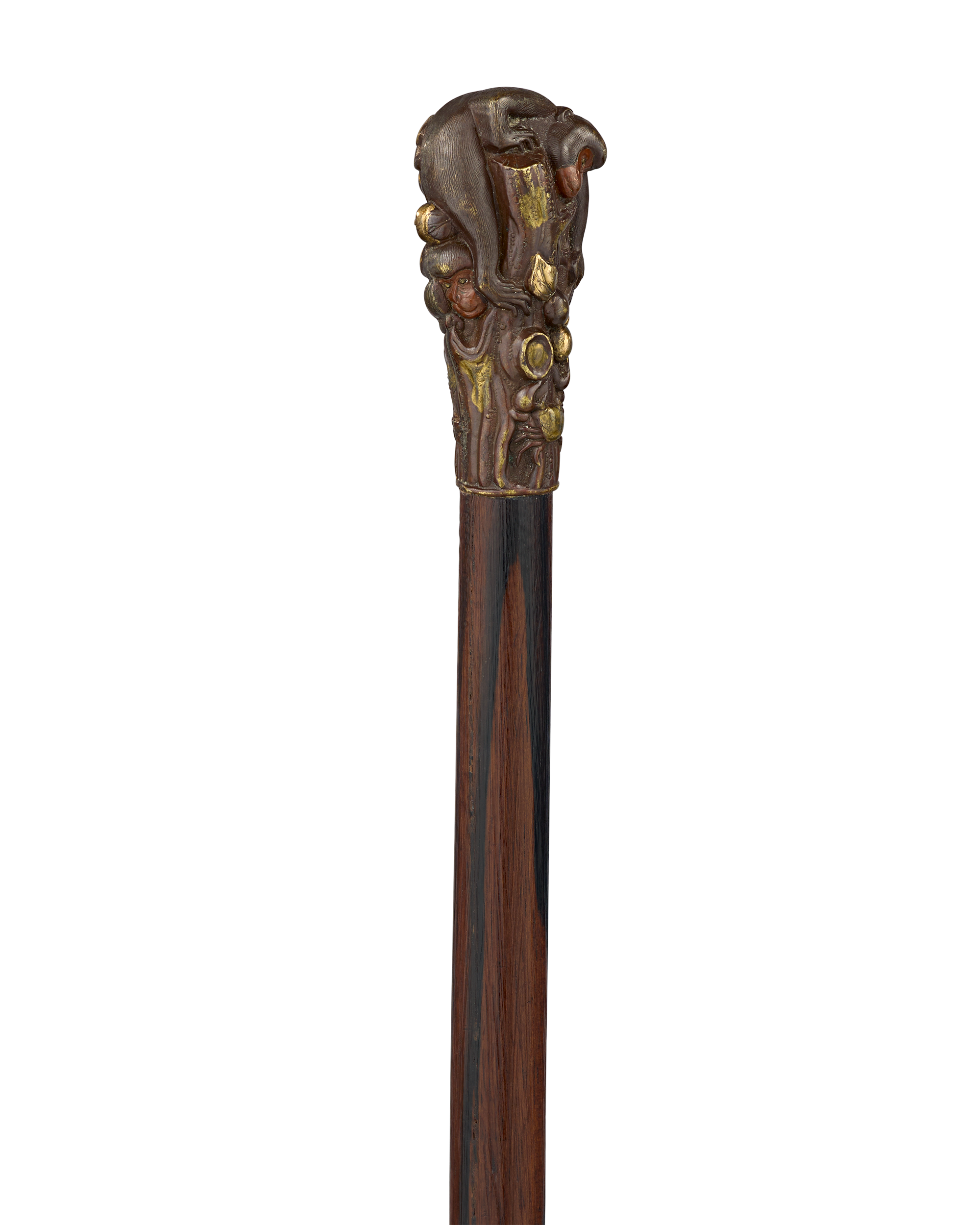 Bronze Monkey Meiji Period Cane