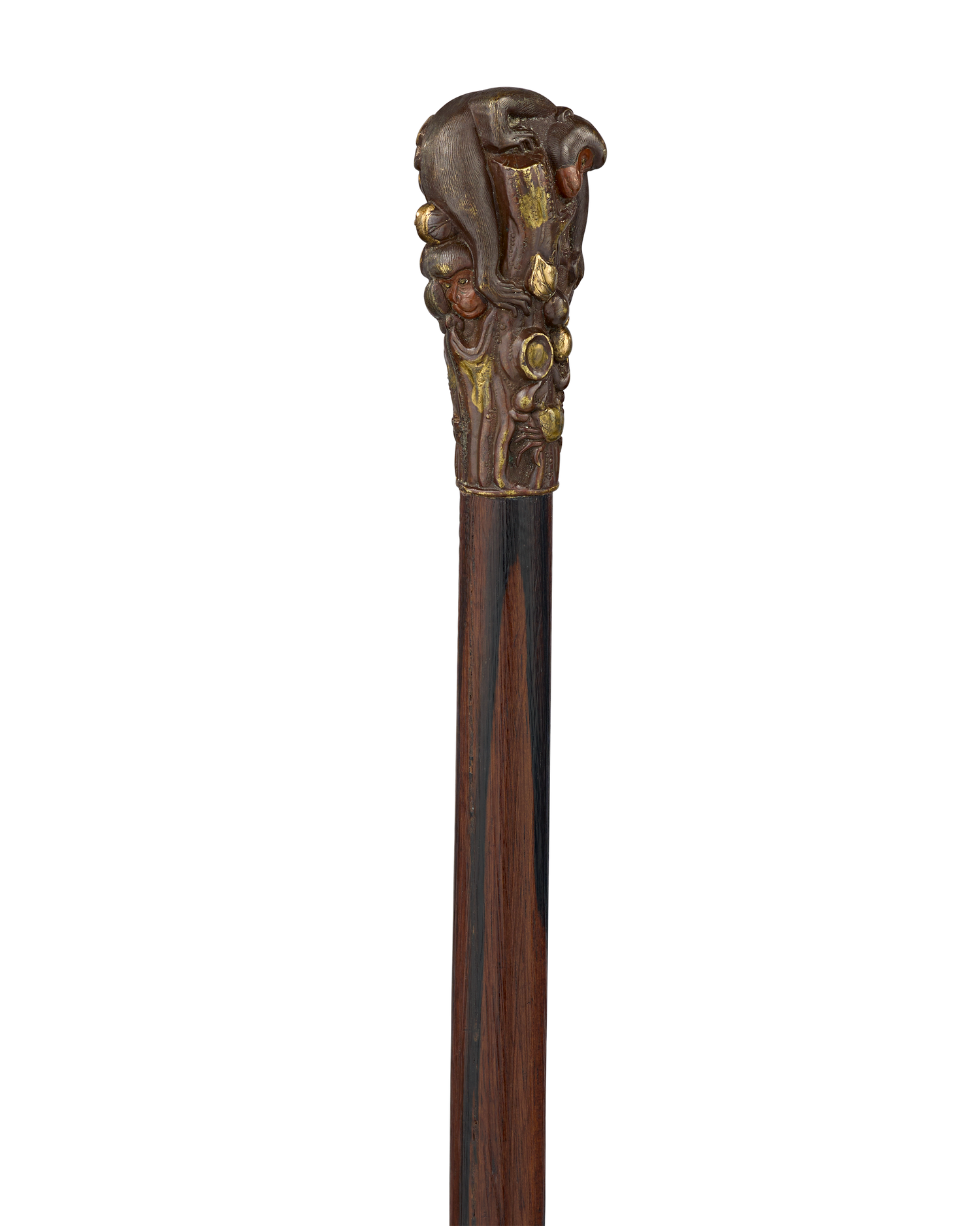 Bronze Monkey Meiji Period Cane