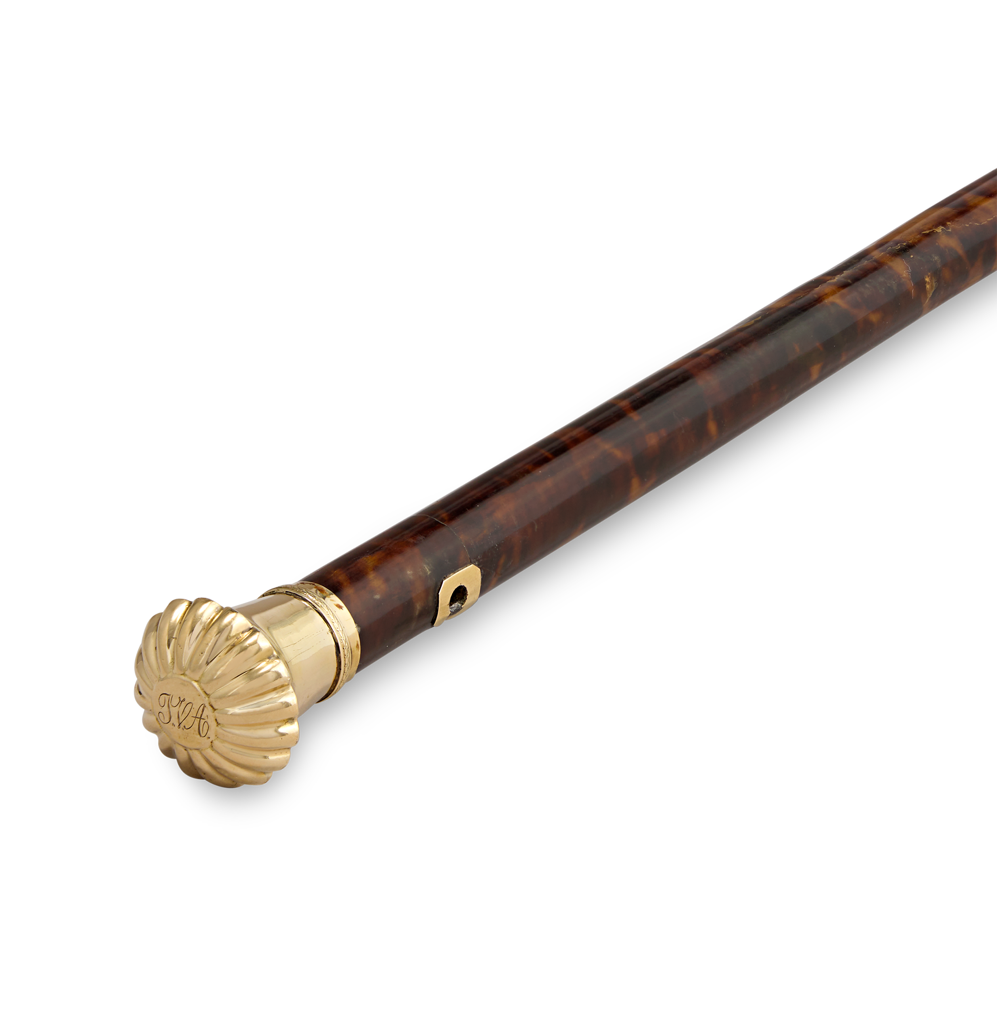 Tortoiseshell and Gold Knob Cane