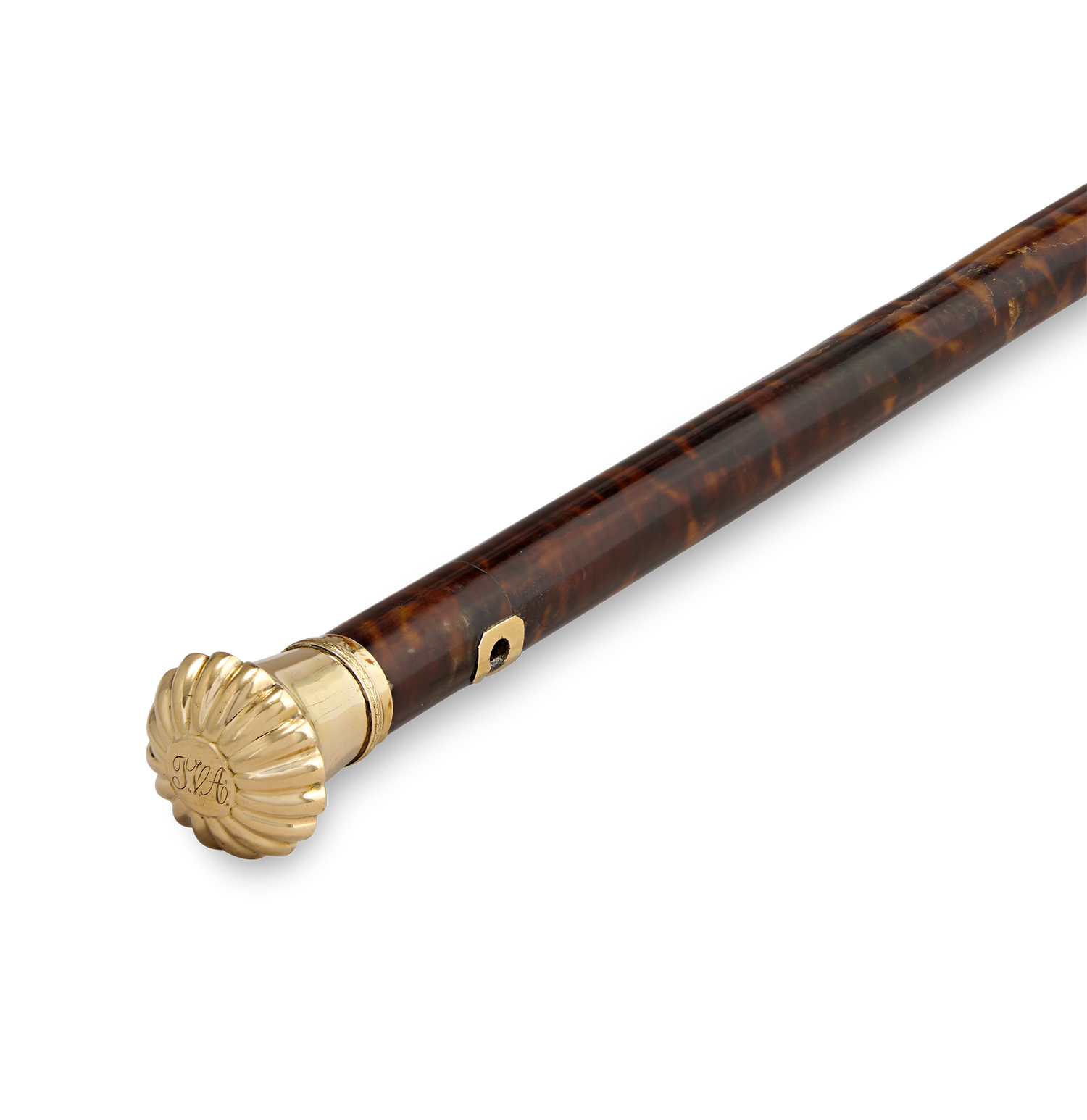 Tortoiseshell and Gold Knob Cane