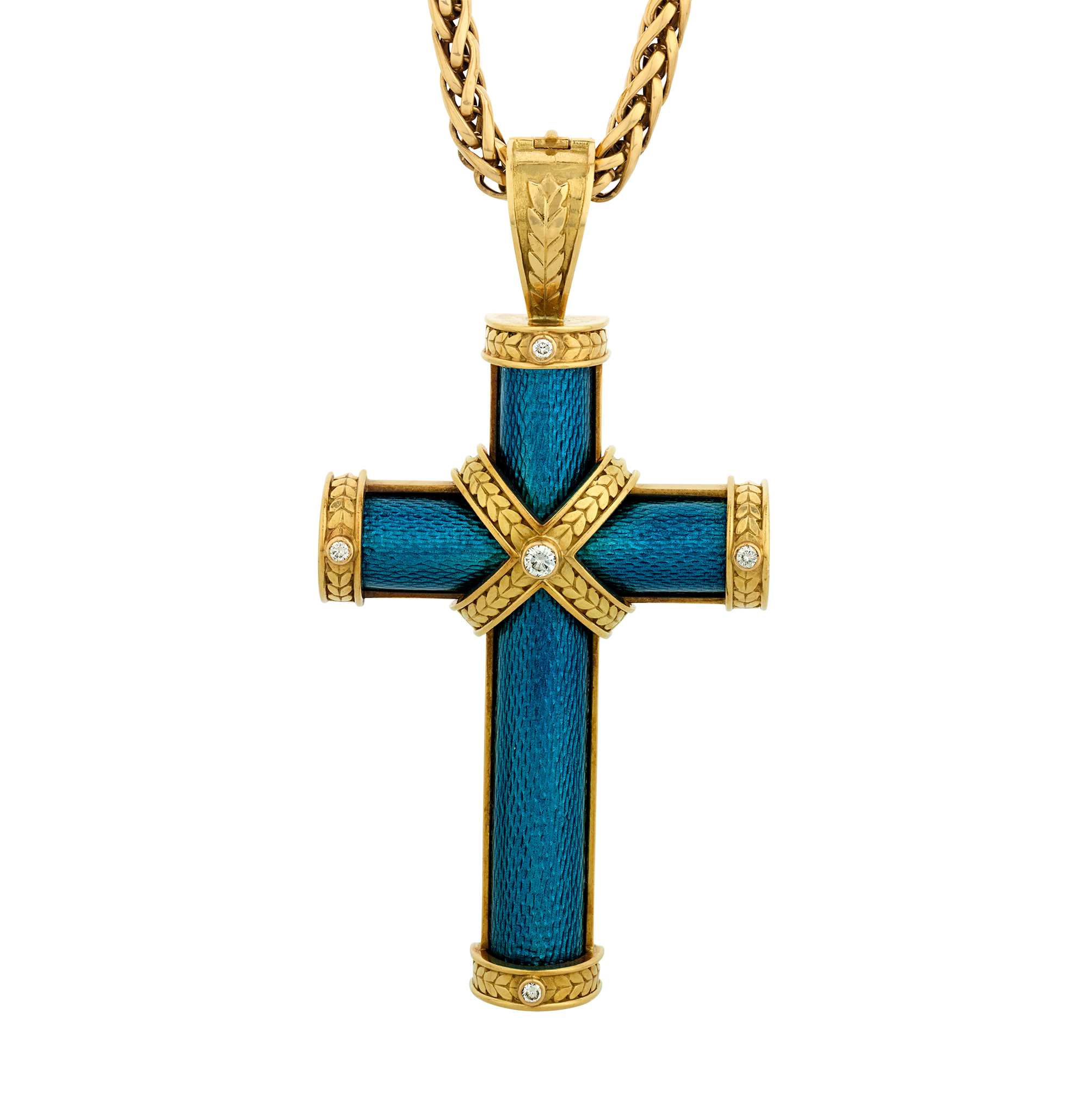 Diamond and Enamel Cross Pendant owned by Elizabeth Taylor