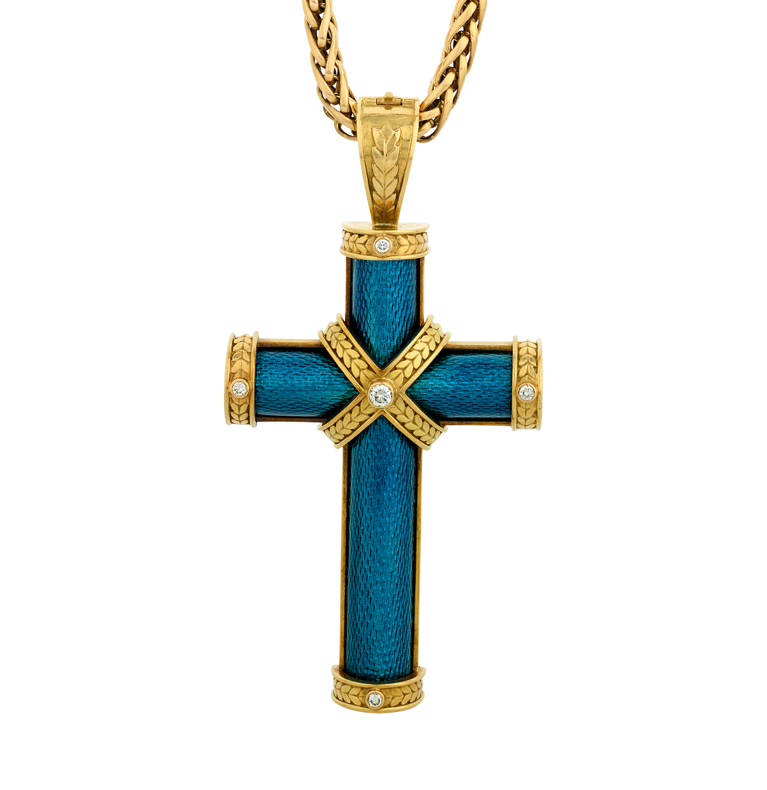 Diamond and Enamel Cross Pendant owned by Elizabeth Taylor