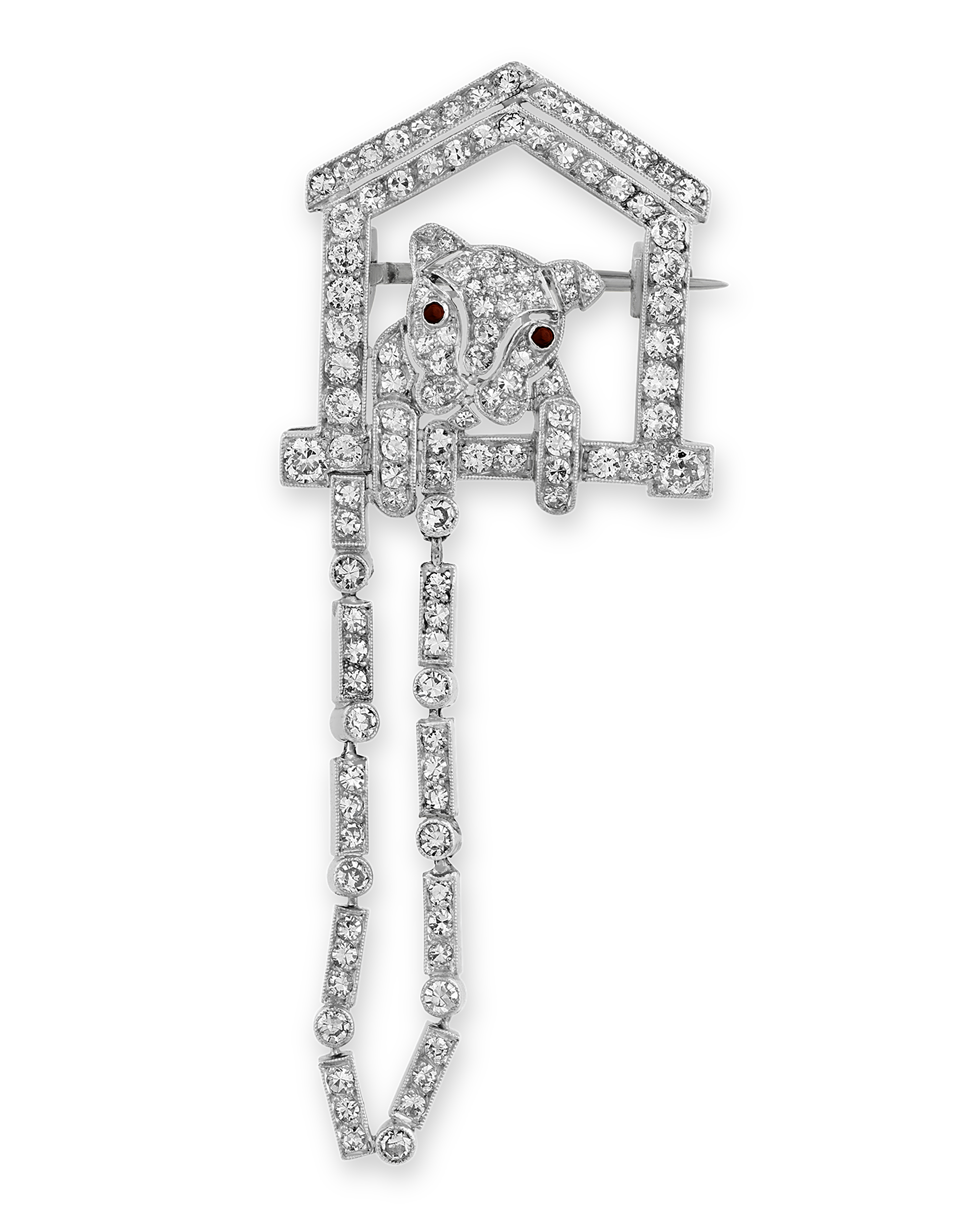 Art Deco Diamond Doghouse Brooch