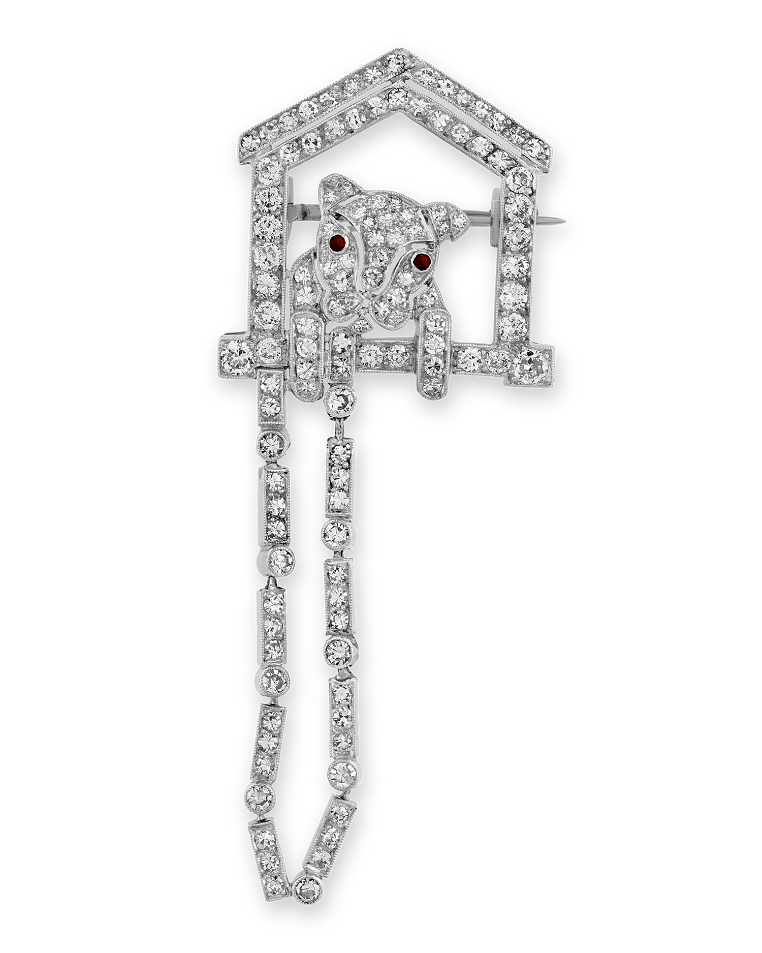 Art Deco Diamond Doghouse Brooch