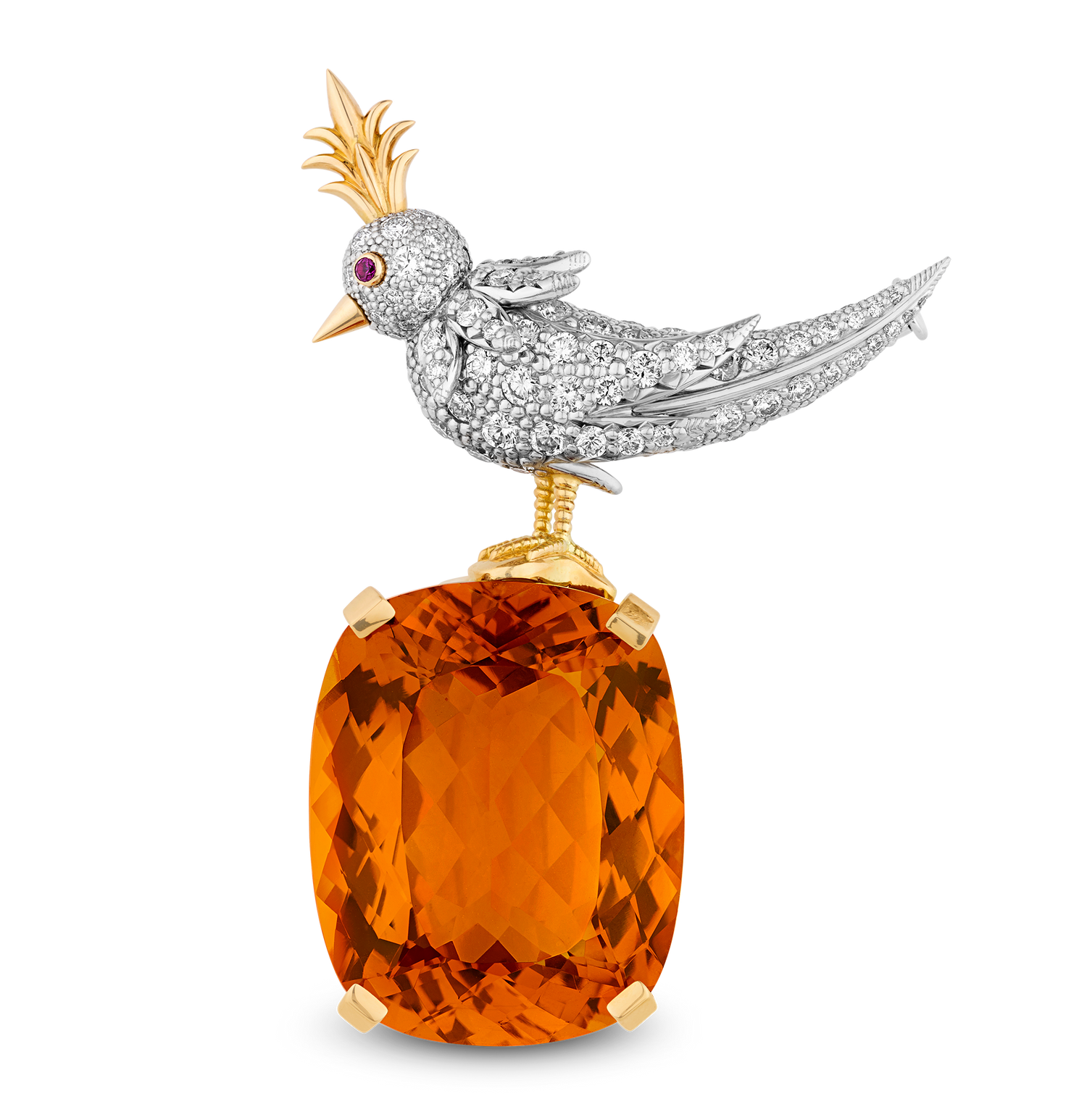 Tiffany & Co. Citrine Bird on a Rock Brooch by Jean Schlumberger