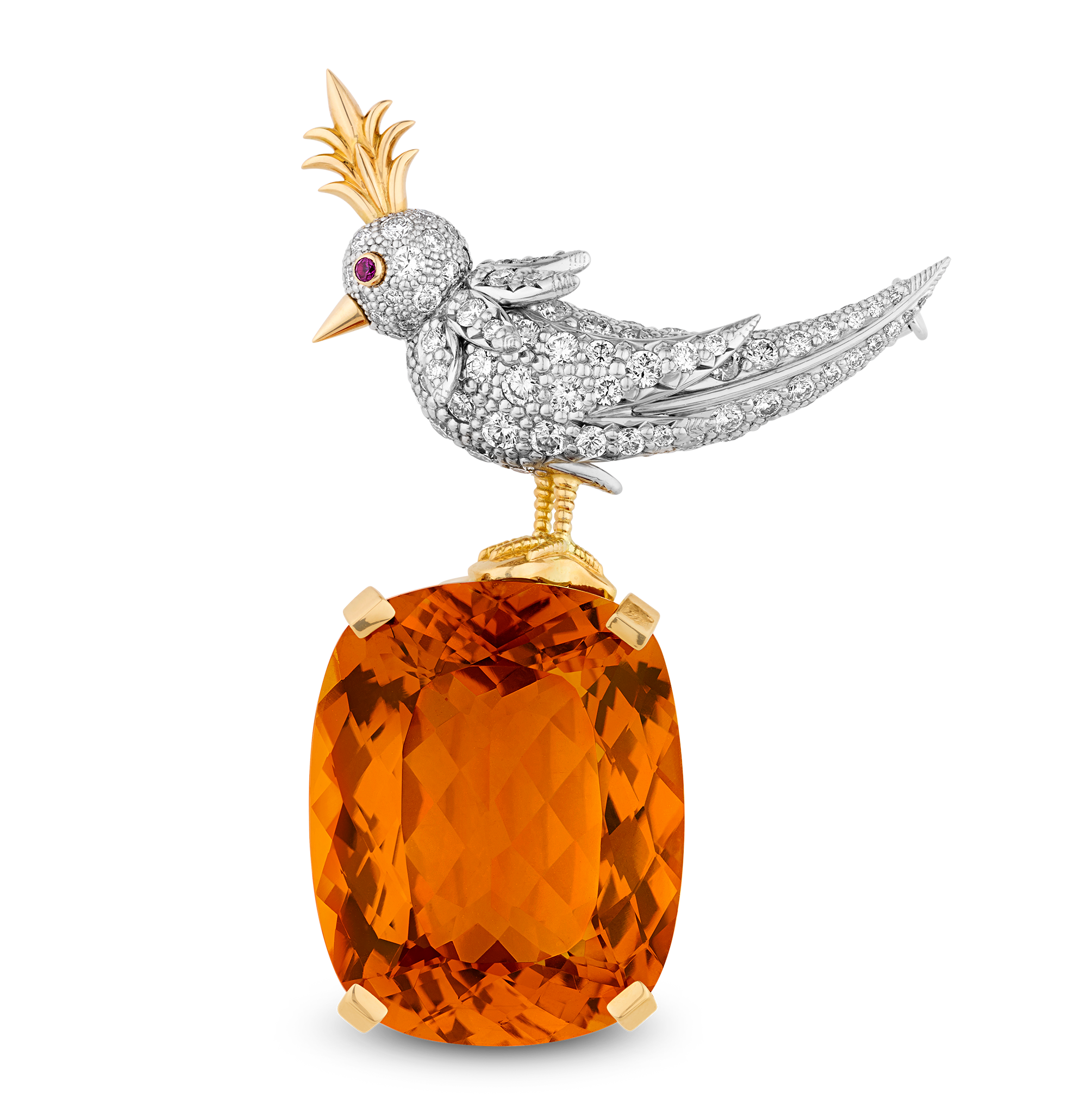 Tiffany & Co. Citrine Bird on a Rock Brooch by Jean Schlumberger